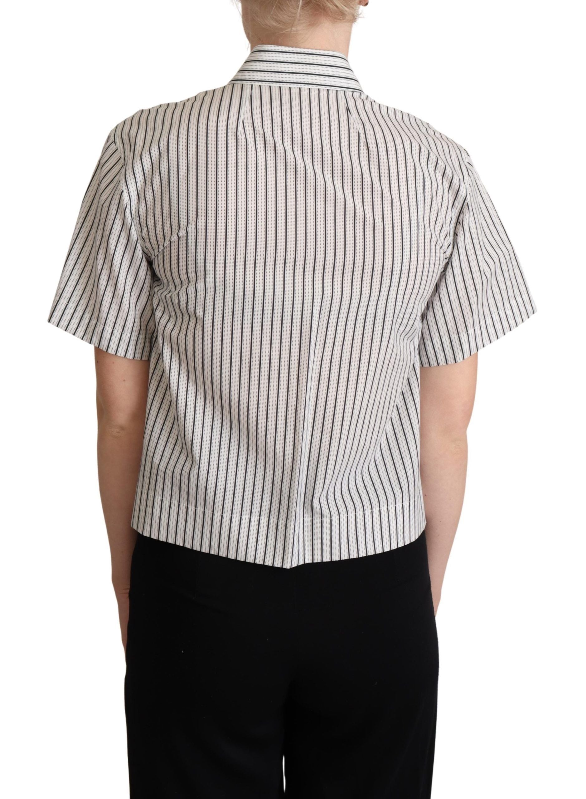 Camisa con cuello a rayas blancas y negras de Dolce &amp; Gabbana