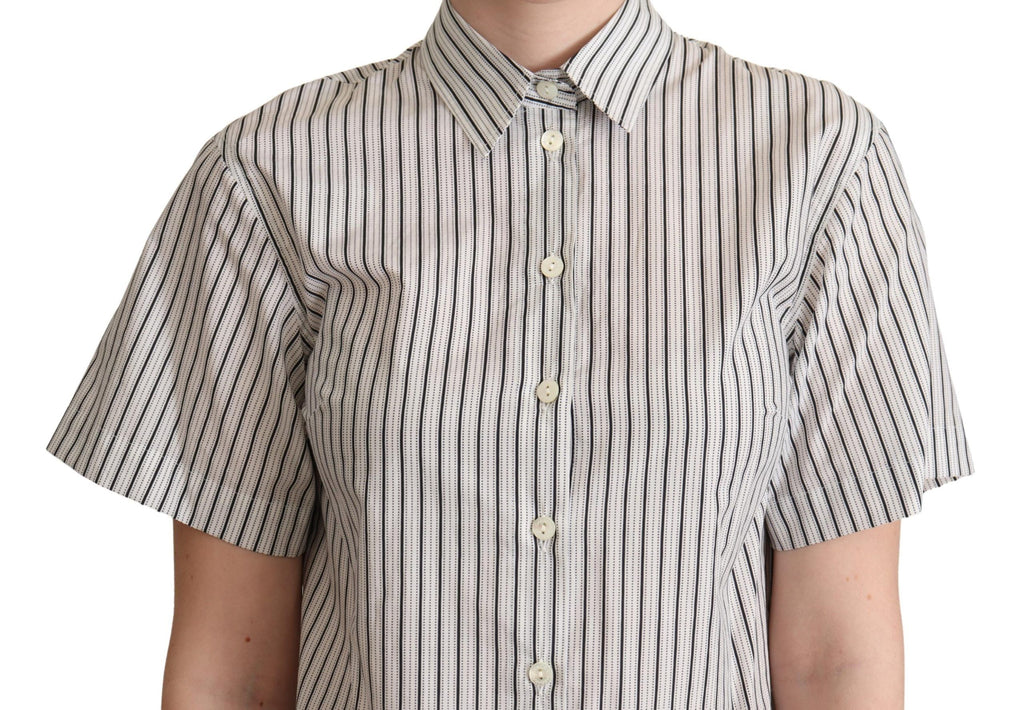 Camisa con cuello a rayas blancas y negras de Dolce &amp; Gabbana