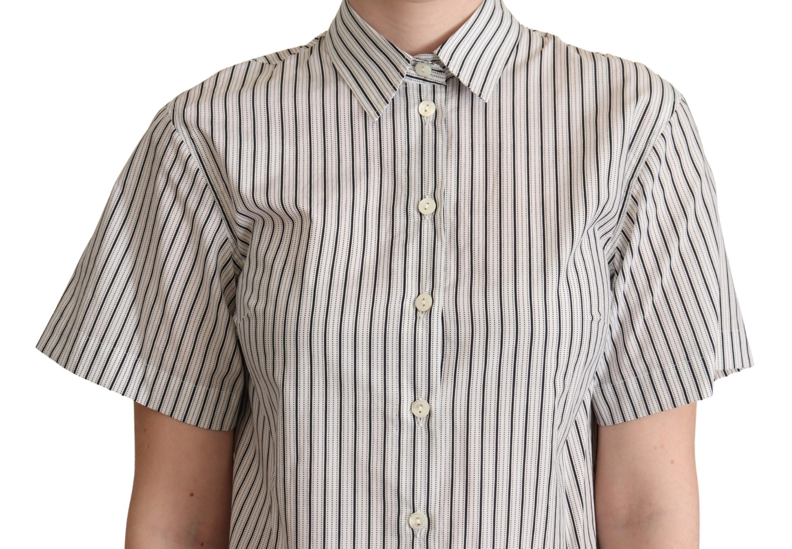 Camisa con cuello a rayas blancas y negras de Dolce &amp; Gabbana