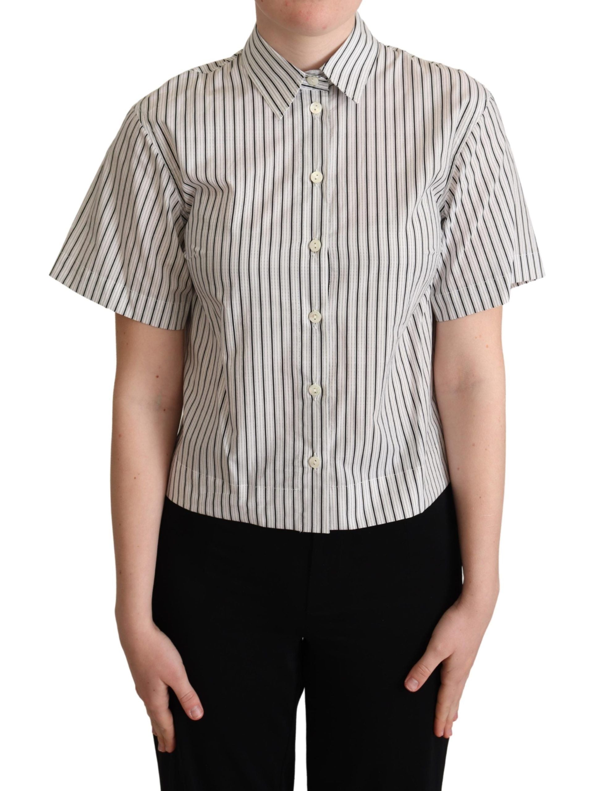 Camisa con cuello a rayas blancas y negras de Dolce &amp; Gabbana