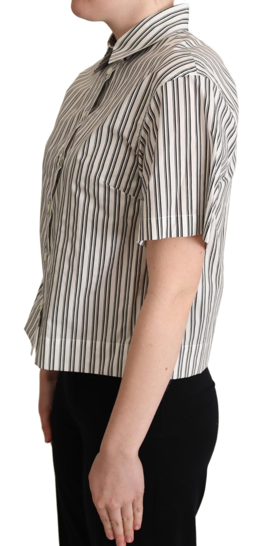 Blusa con camisa de rayas blancas y negras de Dolce &amp; Gabbana