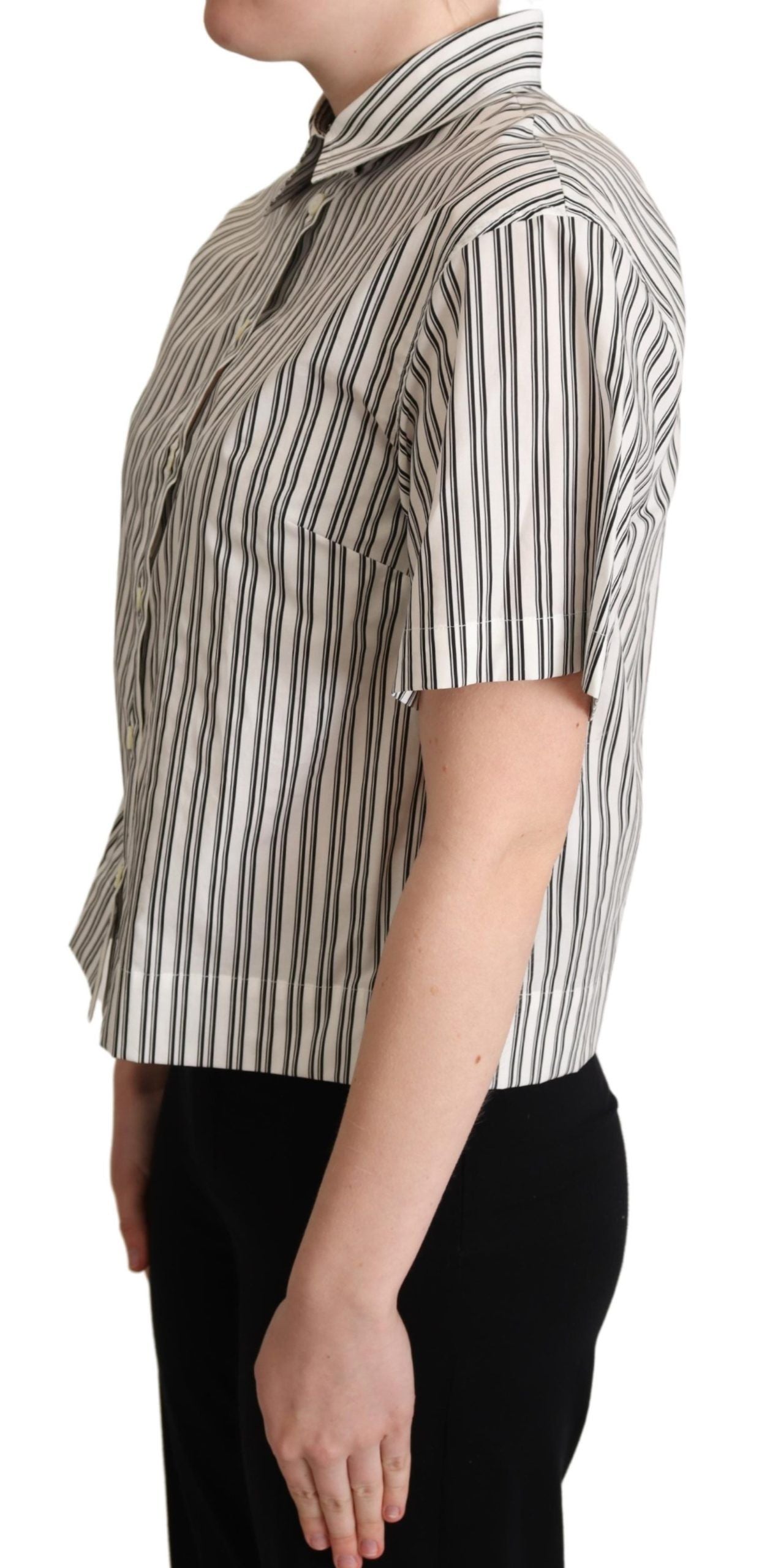 Blusa con camisa de rayas blancas y negras de Dolce &amp; Gabbana