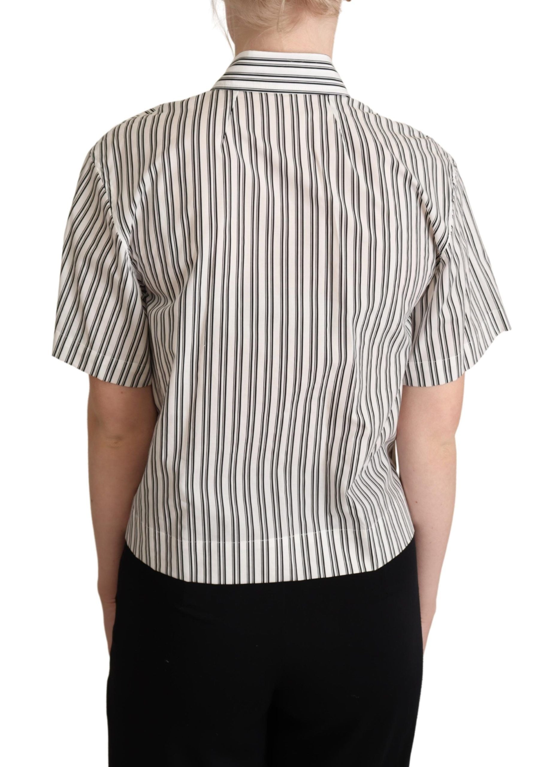 Blusa con camisa de rayas blancas y negras de Dolce &amp; Gabbana