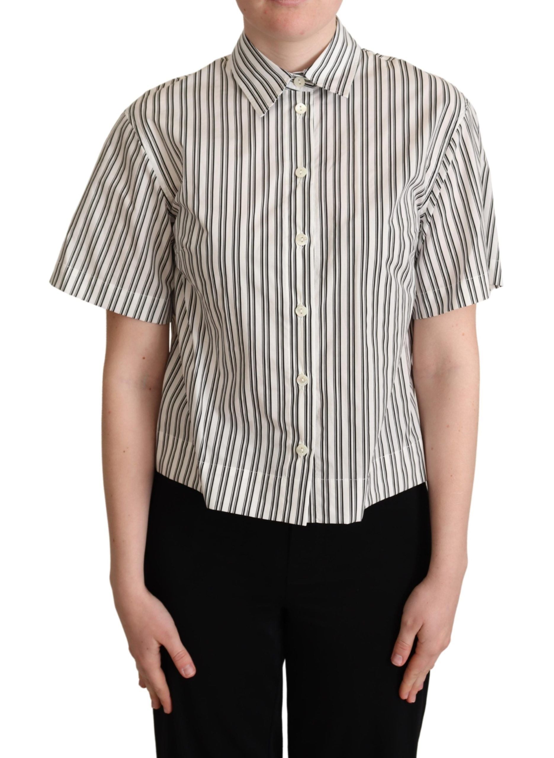 Blusa con camisa de rayas blancas y negras de Dolce &amp; Gabbana