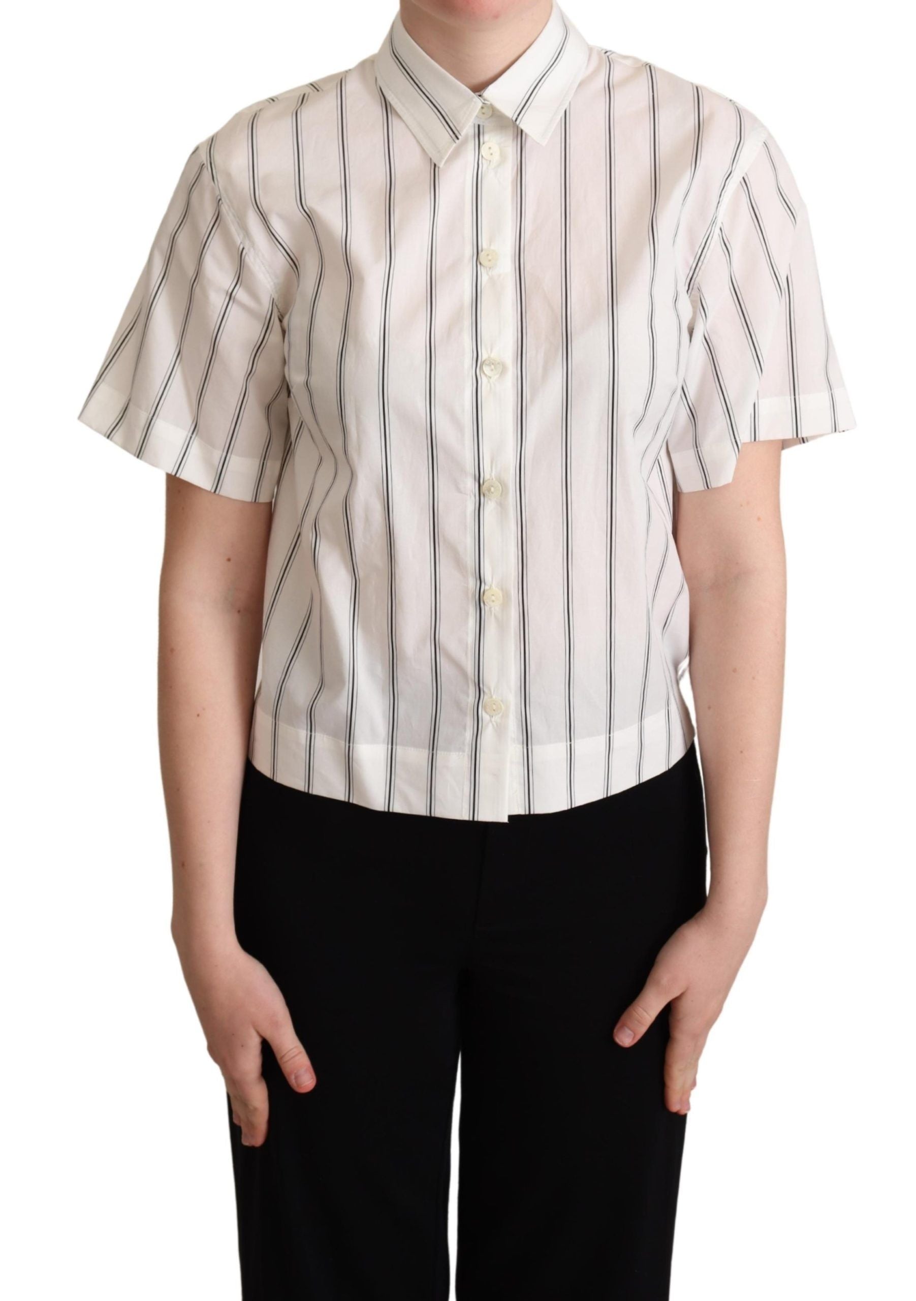 Camisa con cuello y rayas blancas y negras de Dolce &amp; Gabbana