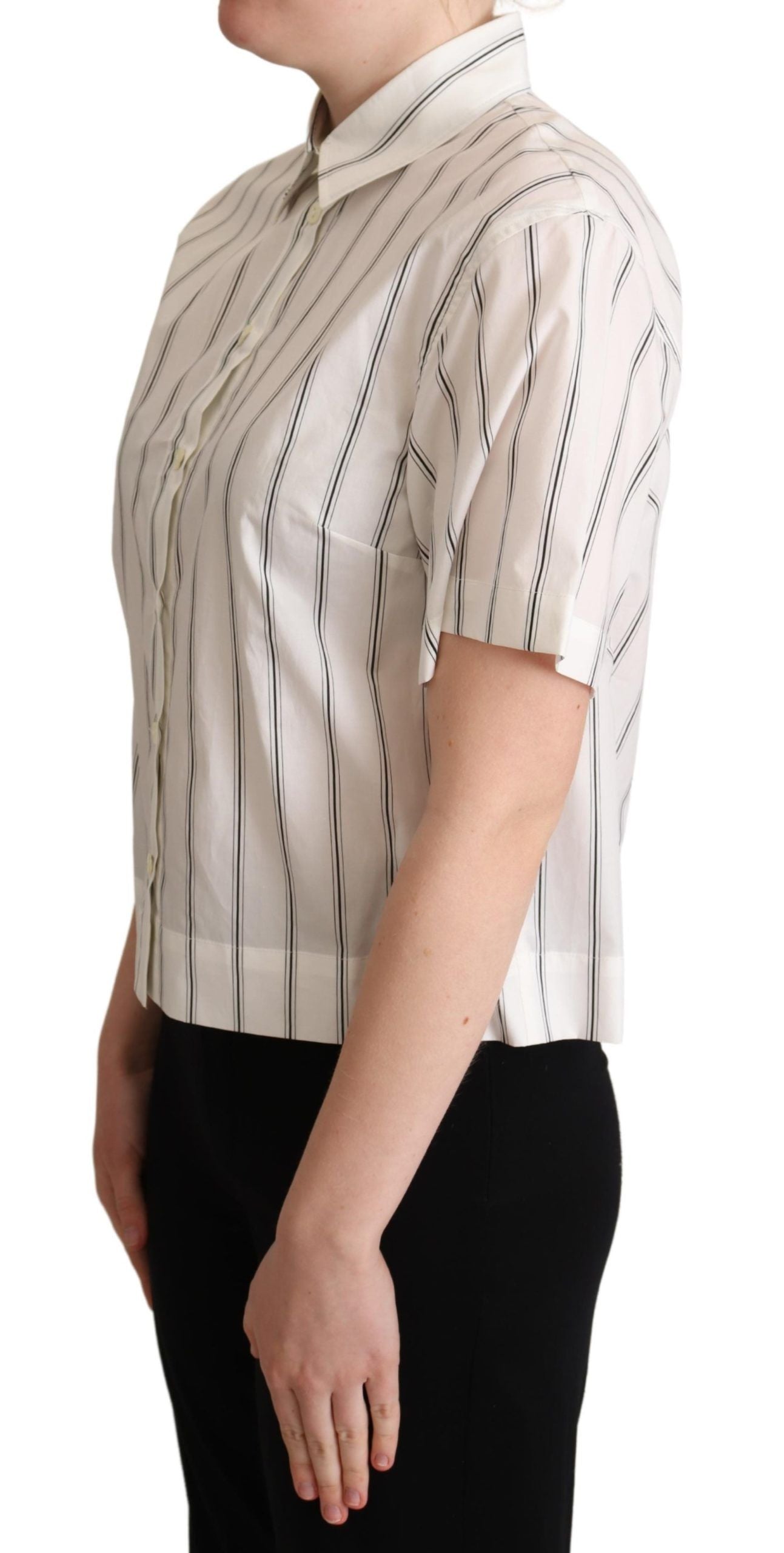 Camisa con cuello y rayas blancas y negras de Dolce &amp; Gabbana