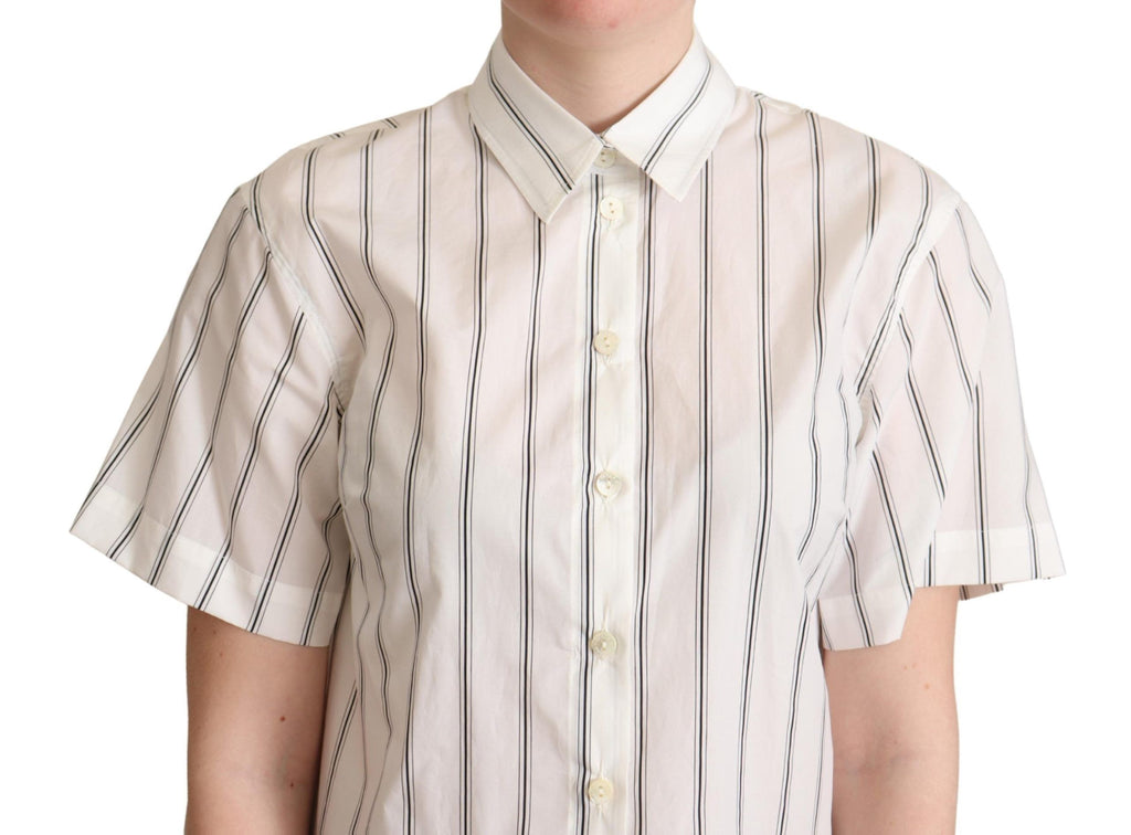 Camisa con cuello y rayas blancas y negras de Dolce &amp; Gabbana