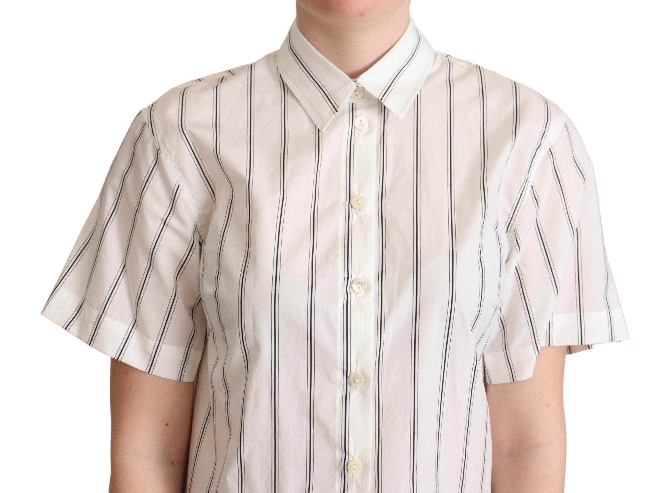 Camisa con cuello y rayas blancas y negras de Dolce &amp; Gabbana