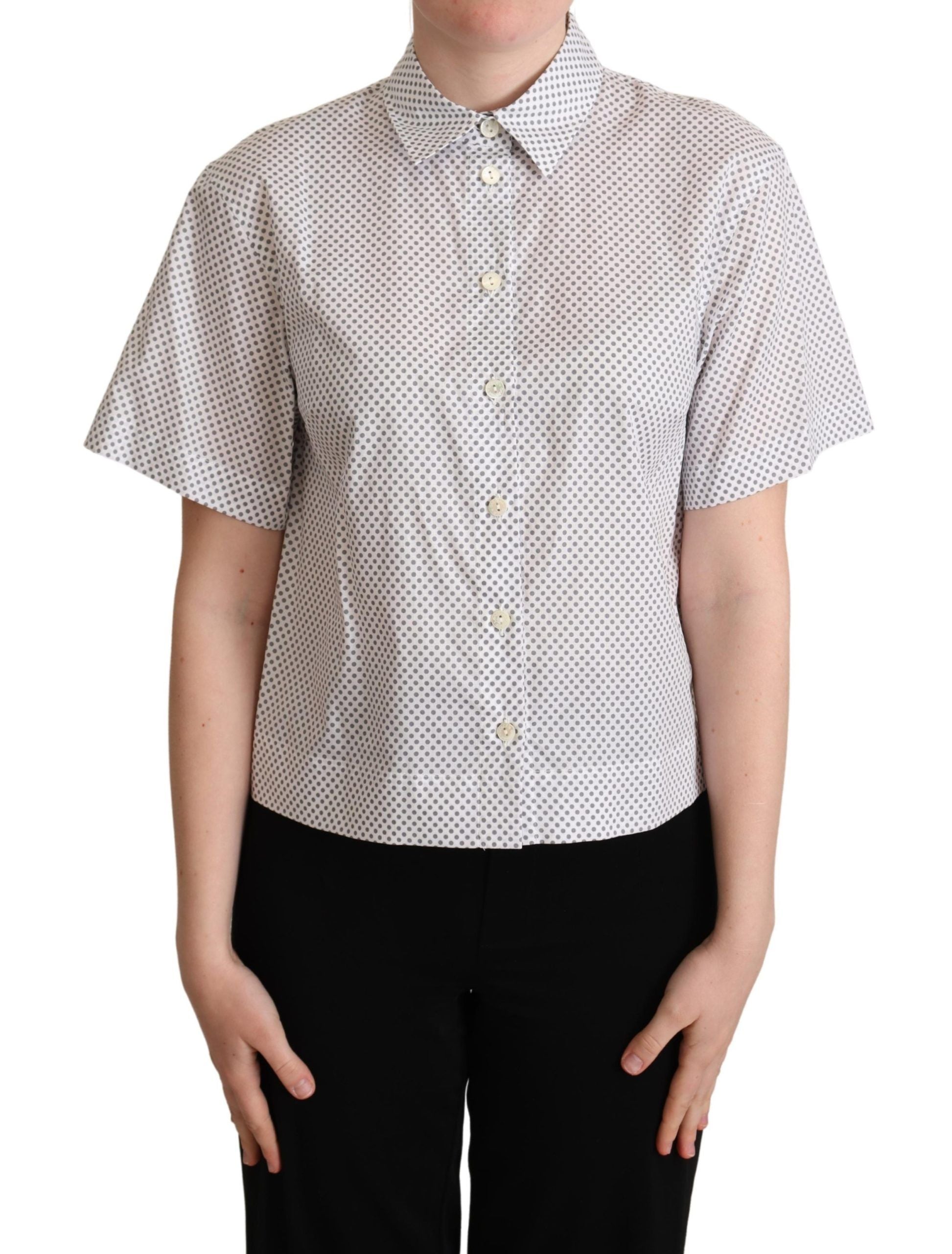 Camisa con botones y cuello de lunares blancos y grises de Dolce &amp; Gabbana