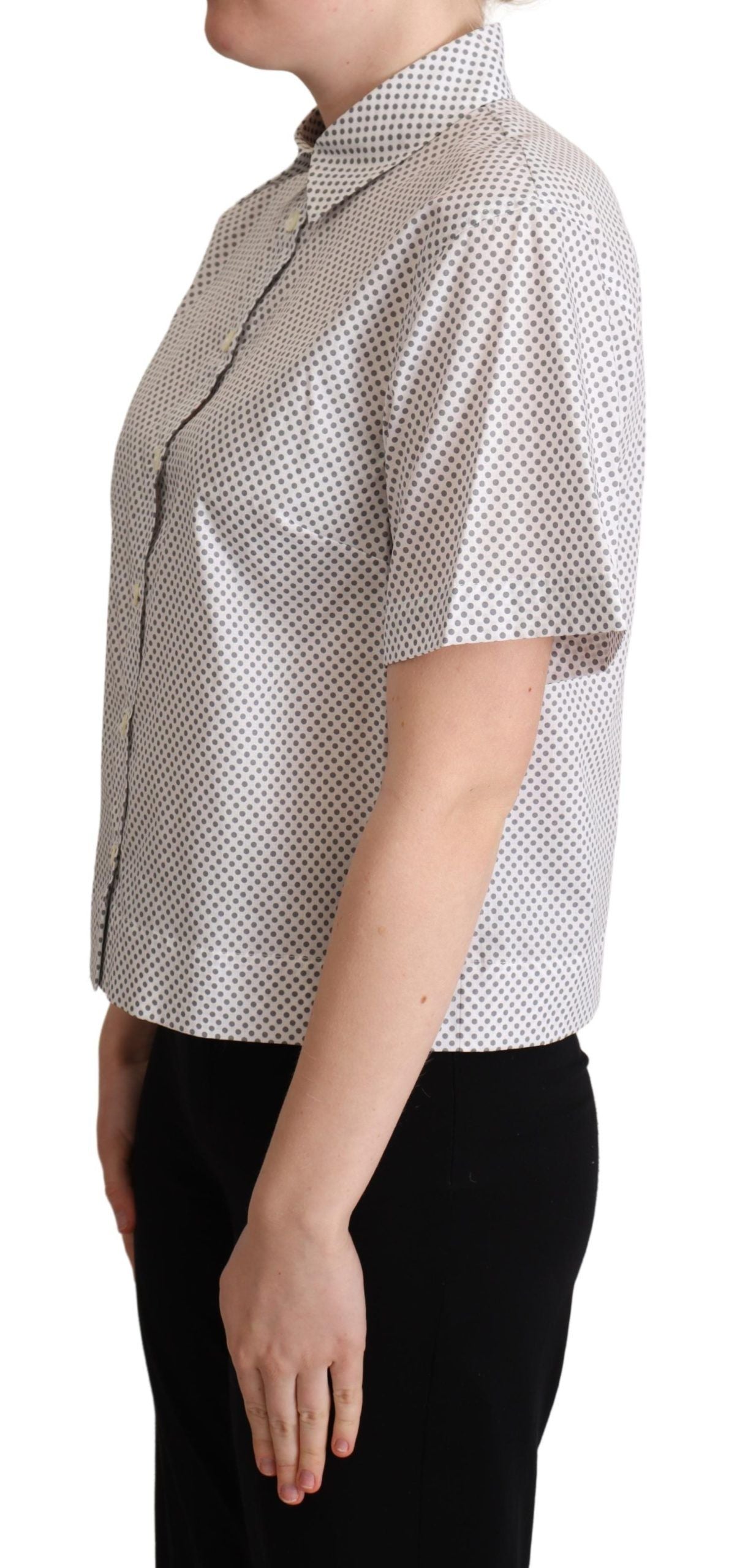 Camisa con botones y cuello de lunares blancos y grises de Dolce &amp; Gabbana