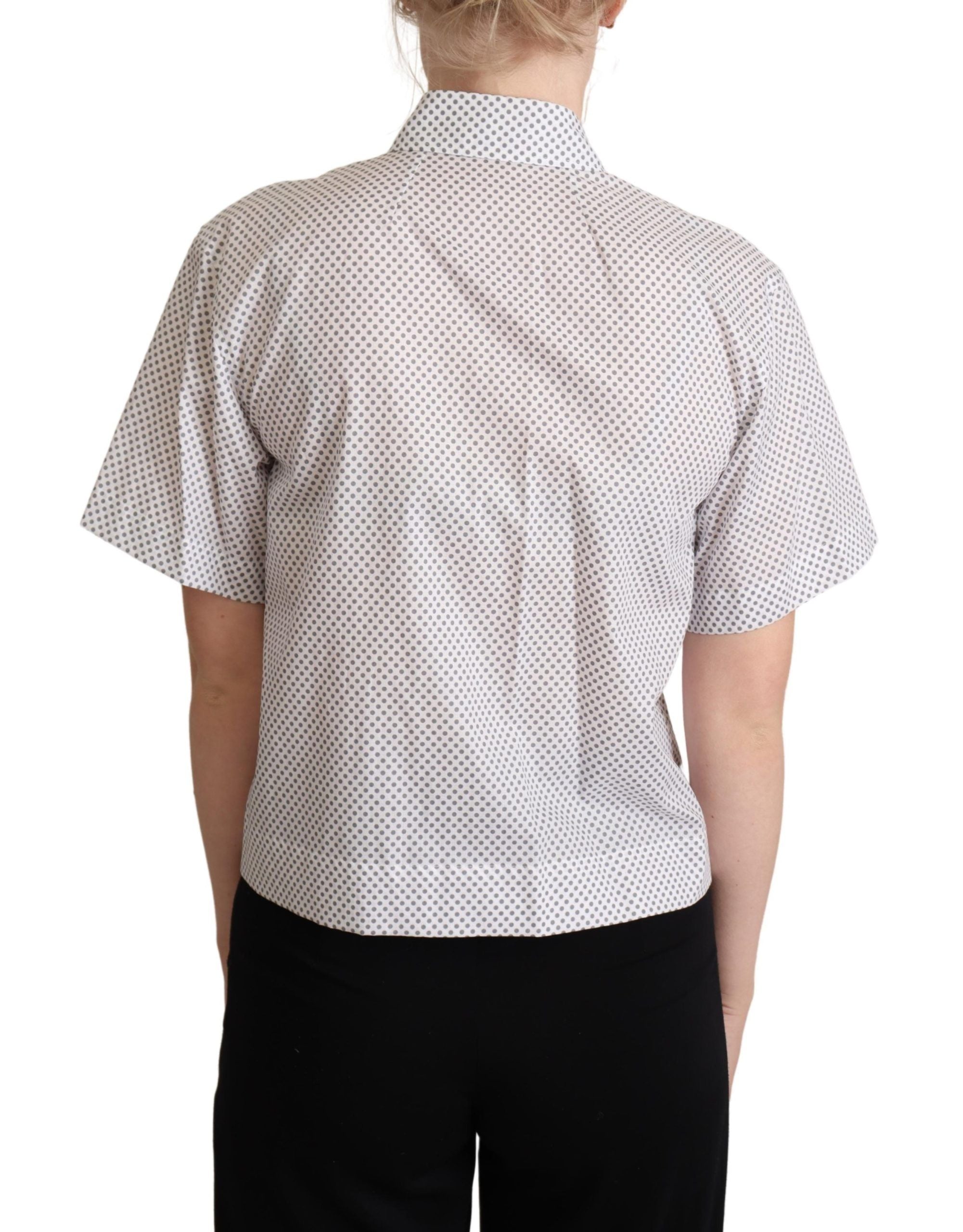 Camisa con botones y cuello de lunares blancos y grises de Dolce &amp; Gabbana