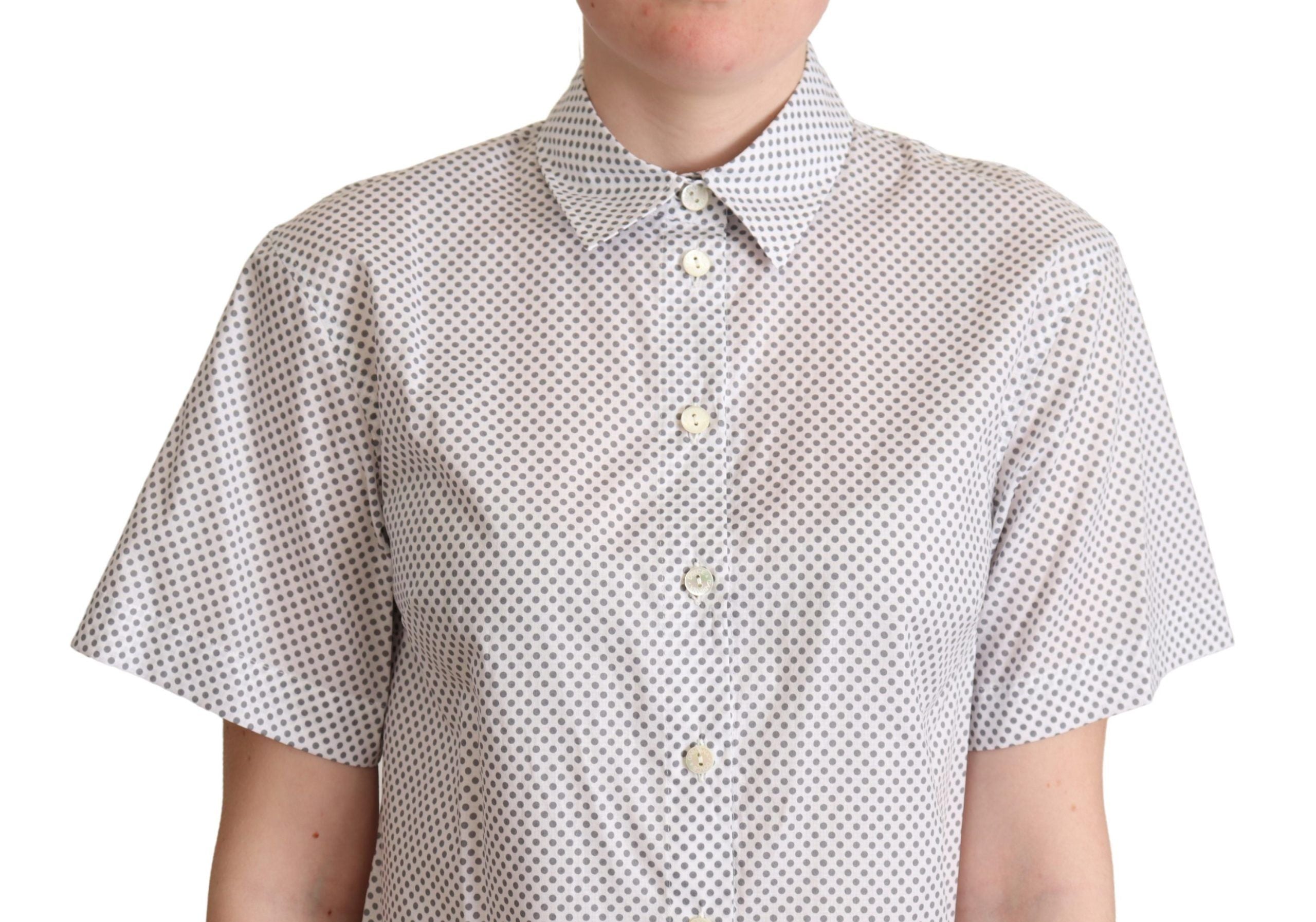 Camisa con botones y cuello de lunares blancos y grises de Dolce &amp; Gabbana