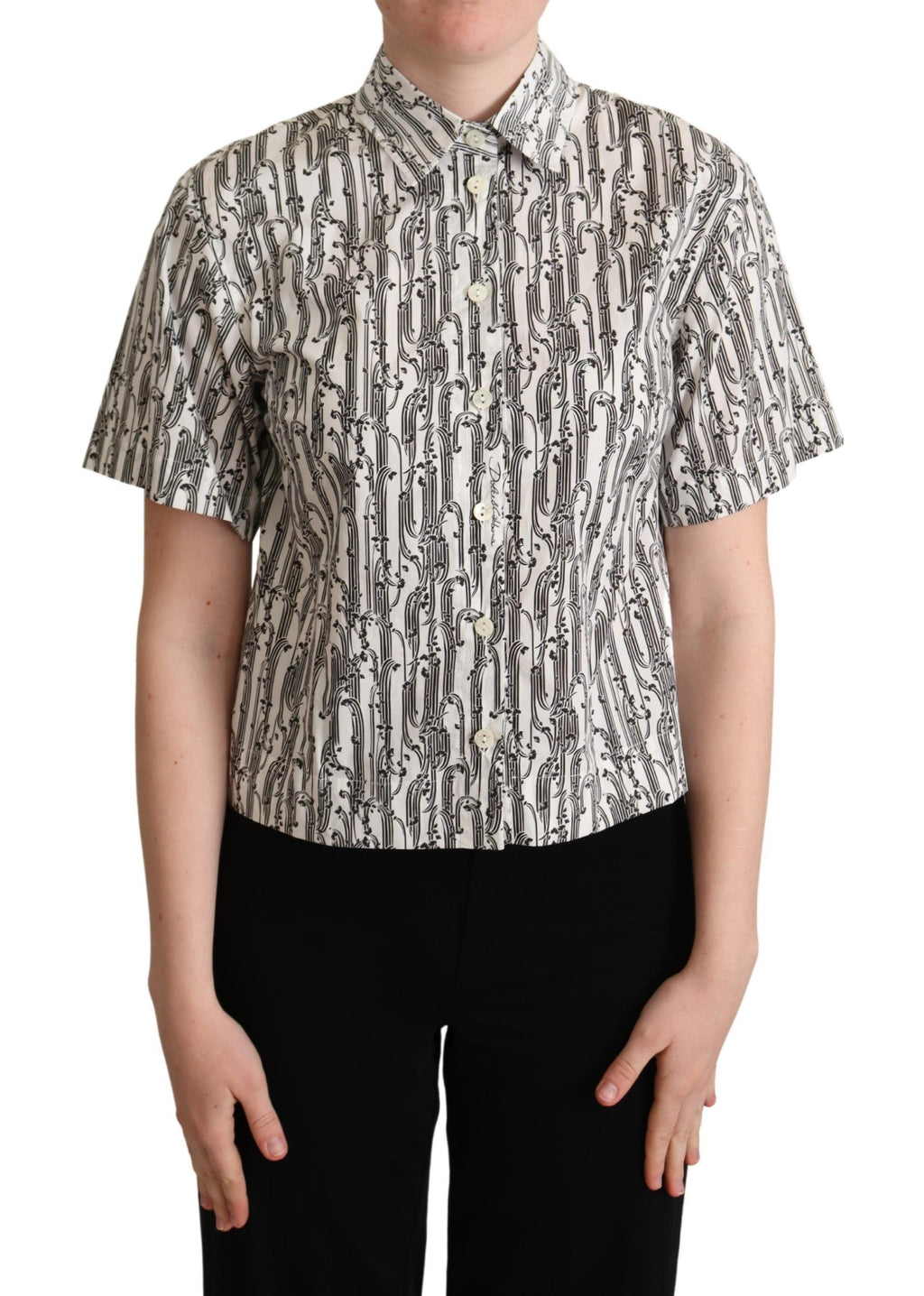 Blusa con cuello y estampado floral blanco de Dolce &amp; Gabbana