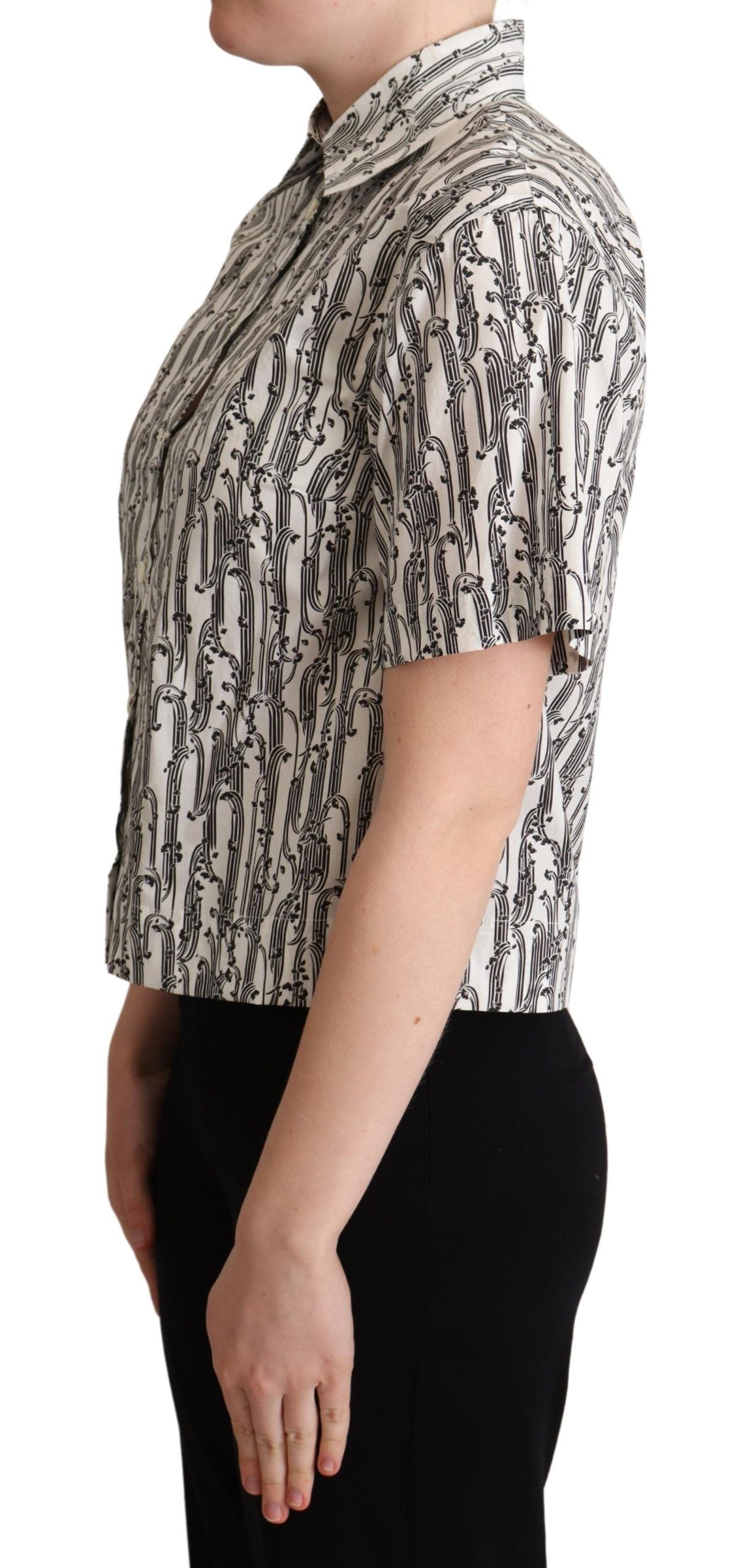 Blusa con cuello y estampado floral blanco de Dolce &amp; Gabbana