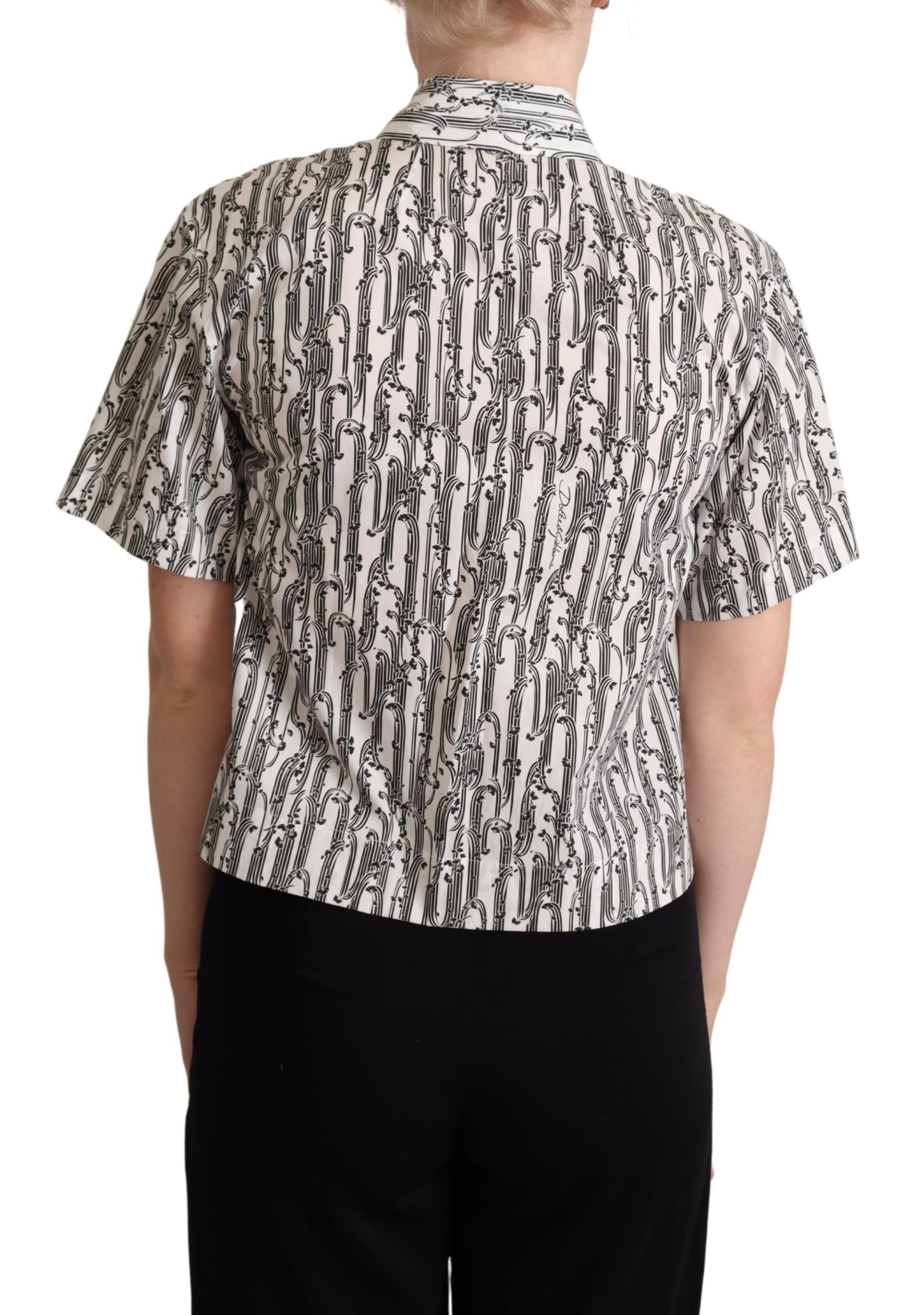 Blusa con cuello y estampado floral blanco de Dolce &amp; Gabbana