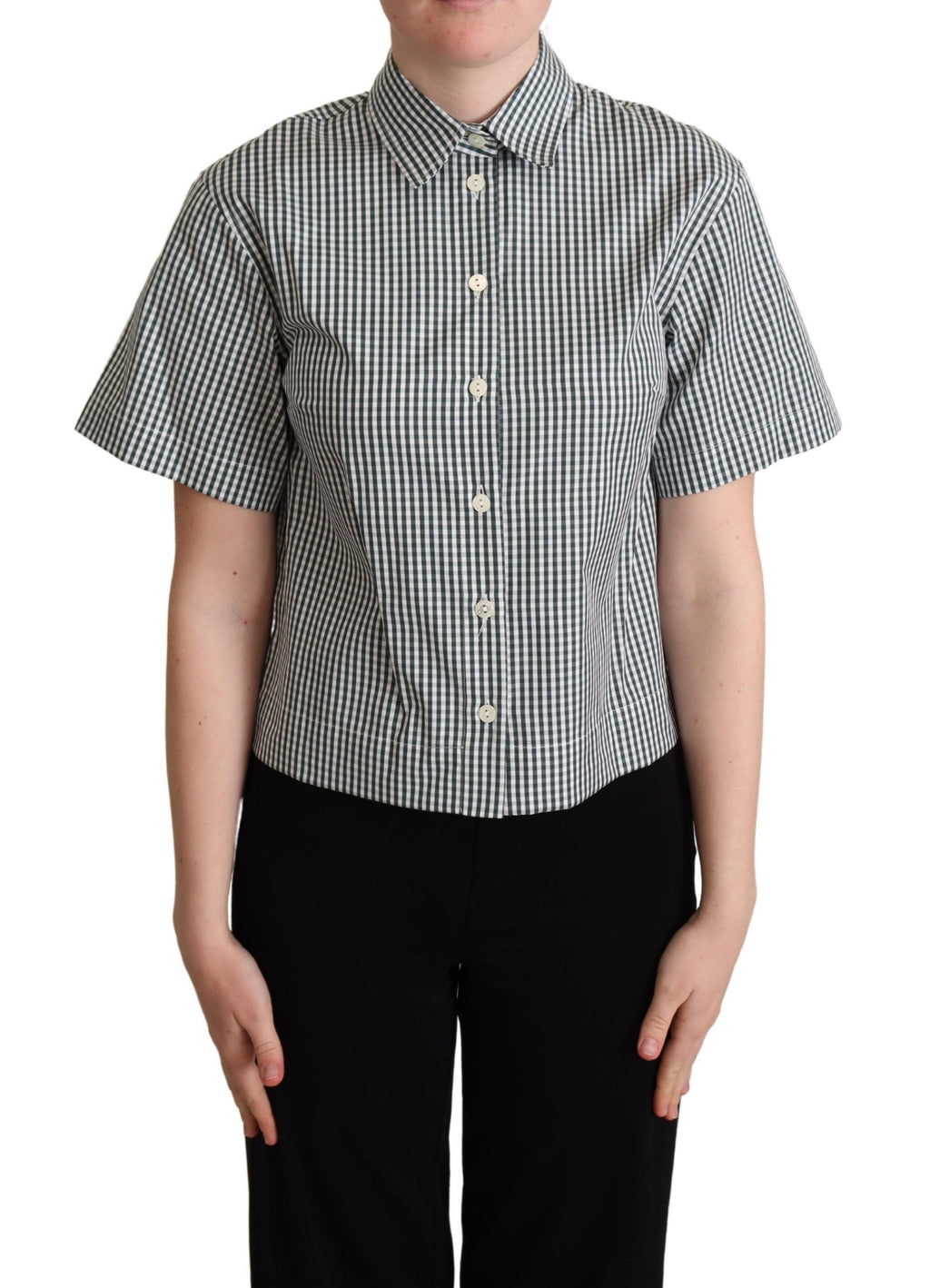 Blusa de algodón a cuadros en blanco y verde de Dolce &amp; Gabbana