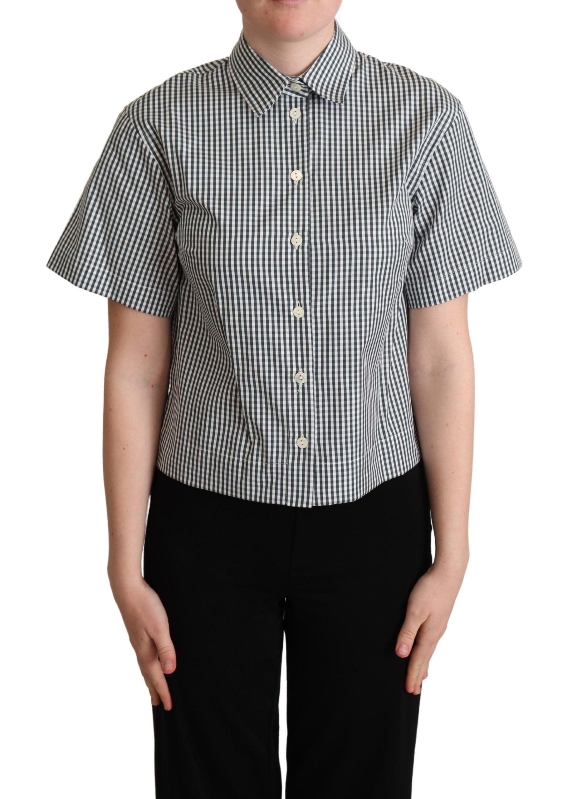 Blusa de algodón a cuadros en blanco y verde de Dolce &amp; Gabbana