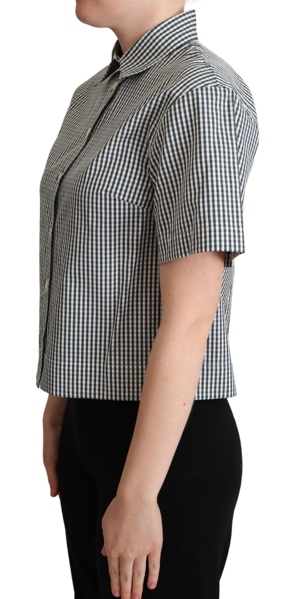 Blusa de algodón a cuadros en blanco y verde de Dolce &amp; Gabbana