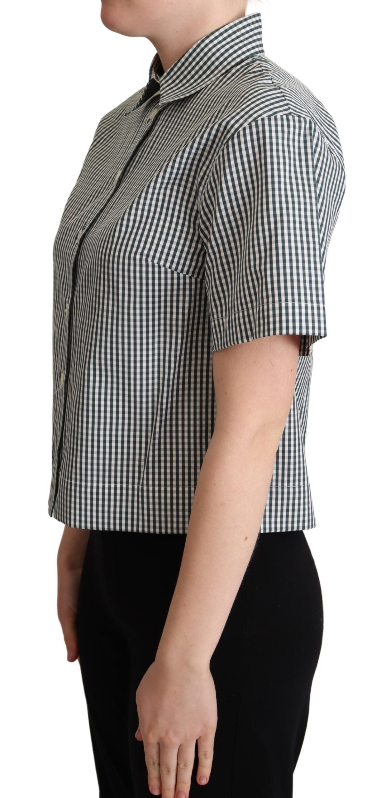 Blusa de algodón a cuadros en blanco y verde de Dolce &amp; Gabbana