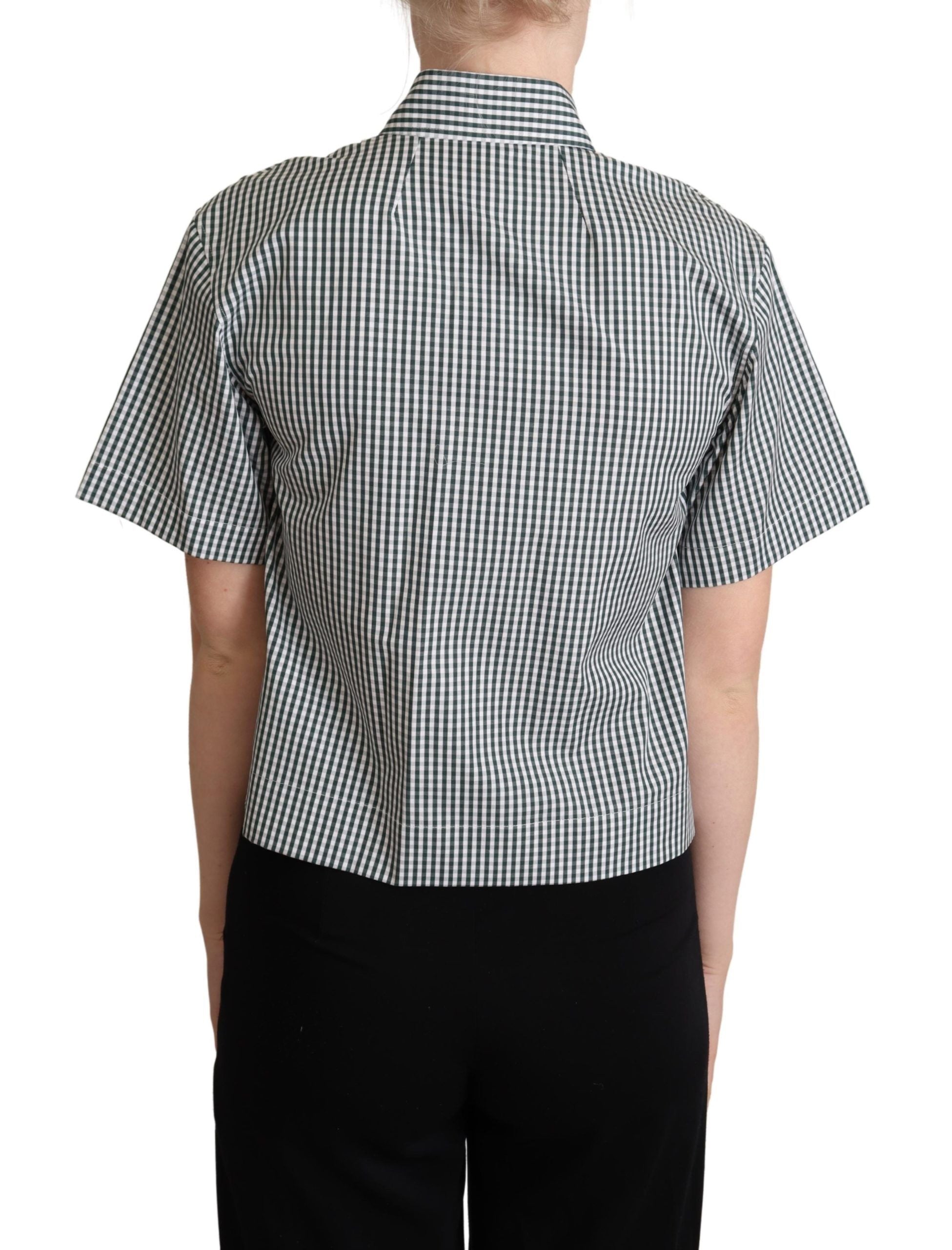 Blusa de algodón a cuadros en blanco y verde de Dolce &amp; Gabbana