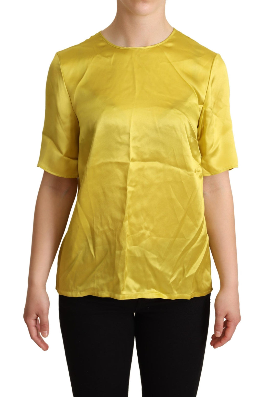 Blusa de manga corta de seda amarilla de Dolce &amp; Gabbana