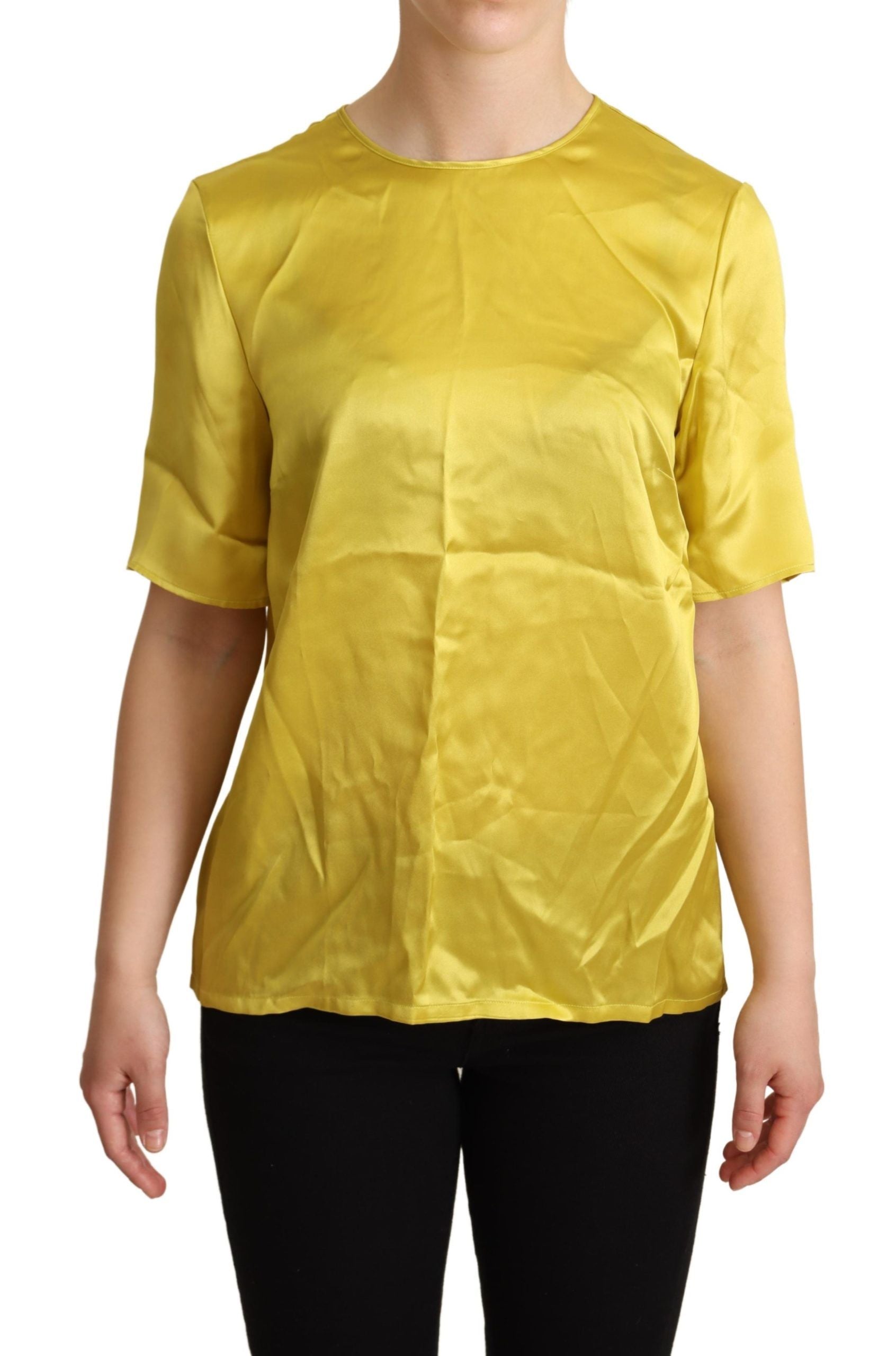 Blusa de manga corta de seda amarilla de Dolce &amp; Gabbana