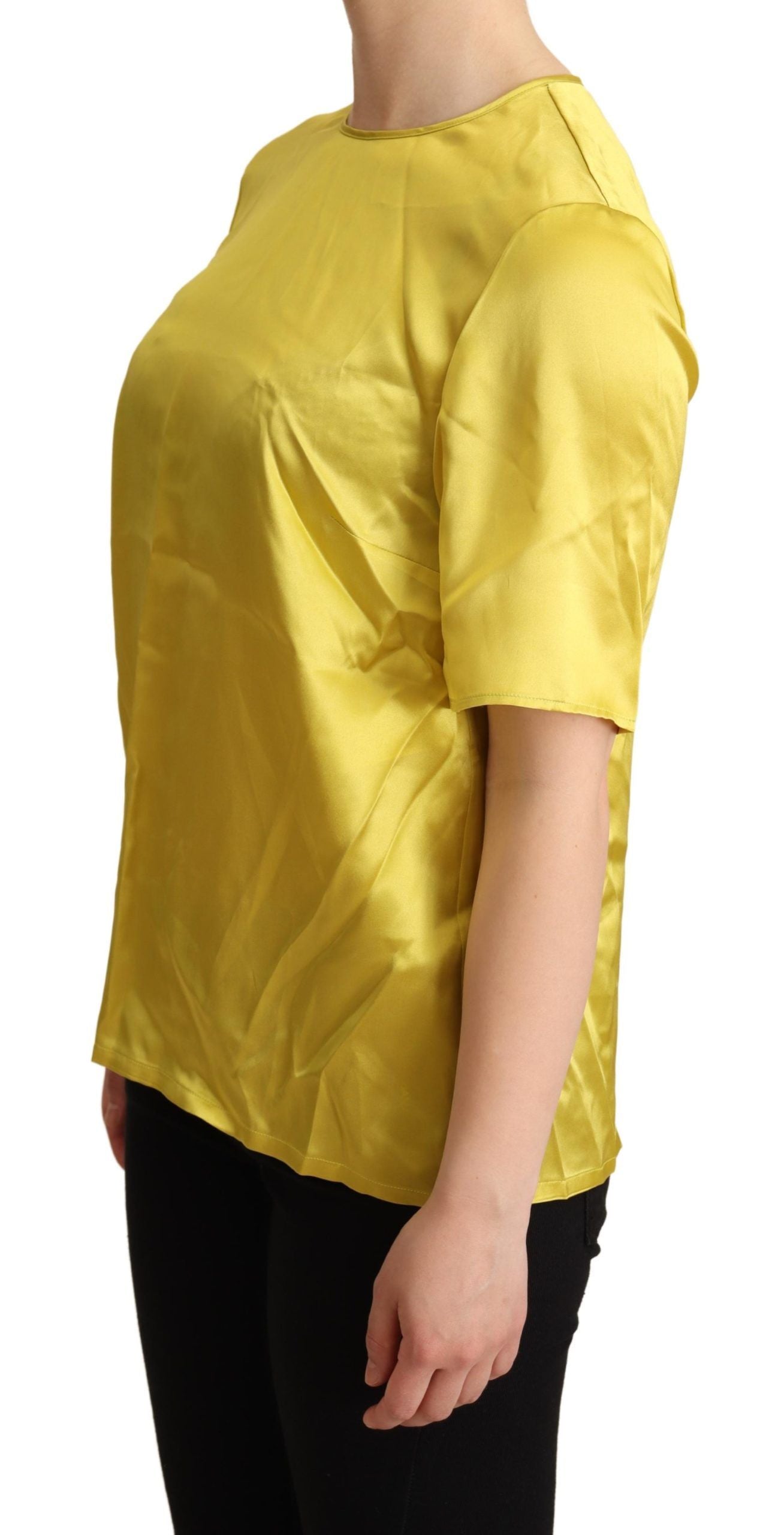Blusa de manga corta de seda amarilla de Dolce &amp; Gabbana