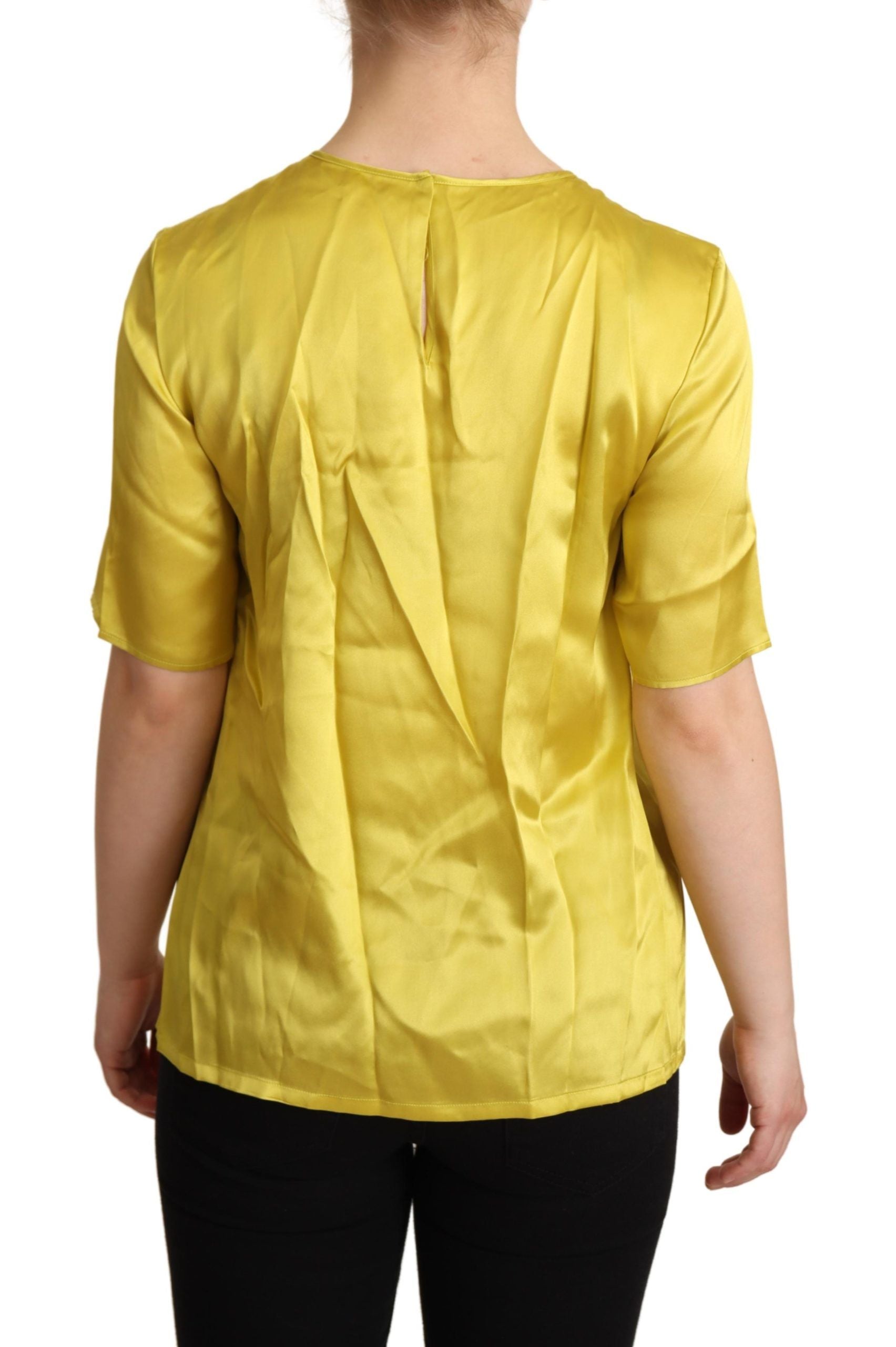Blusa de manga corta de seda amarilla de Dolce &amp; Gabbana