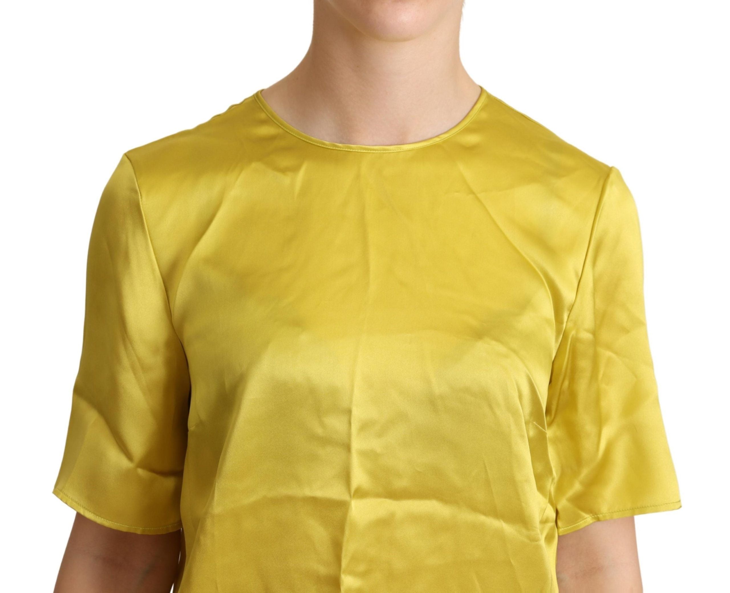 Blusa de manga corta de seda amarilla de Dolce &amp; Gabbana