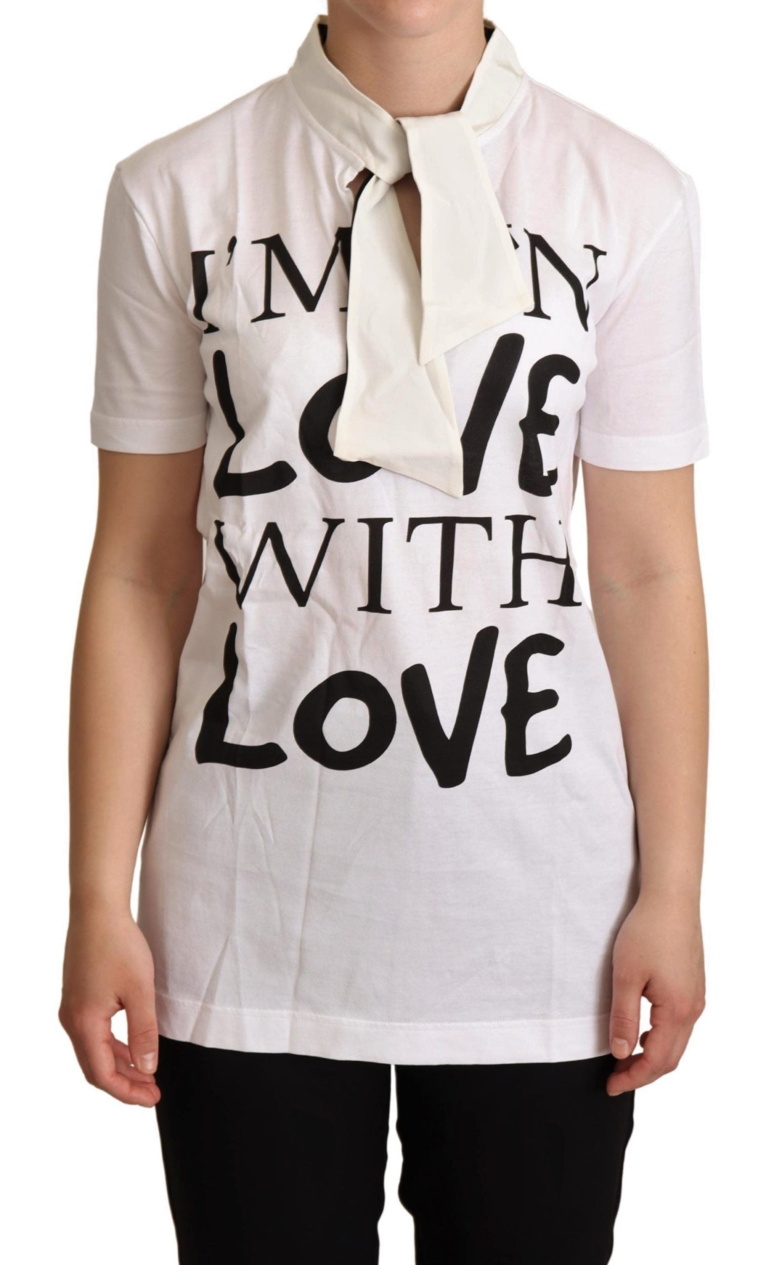 Camiseta Dolce &amp; Gabbana de algodón y seda blanca "I'm In Love"