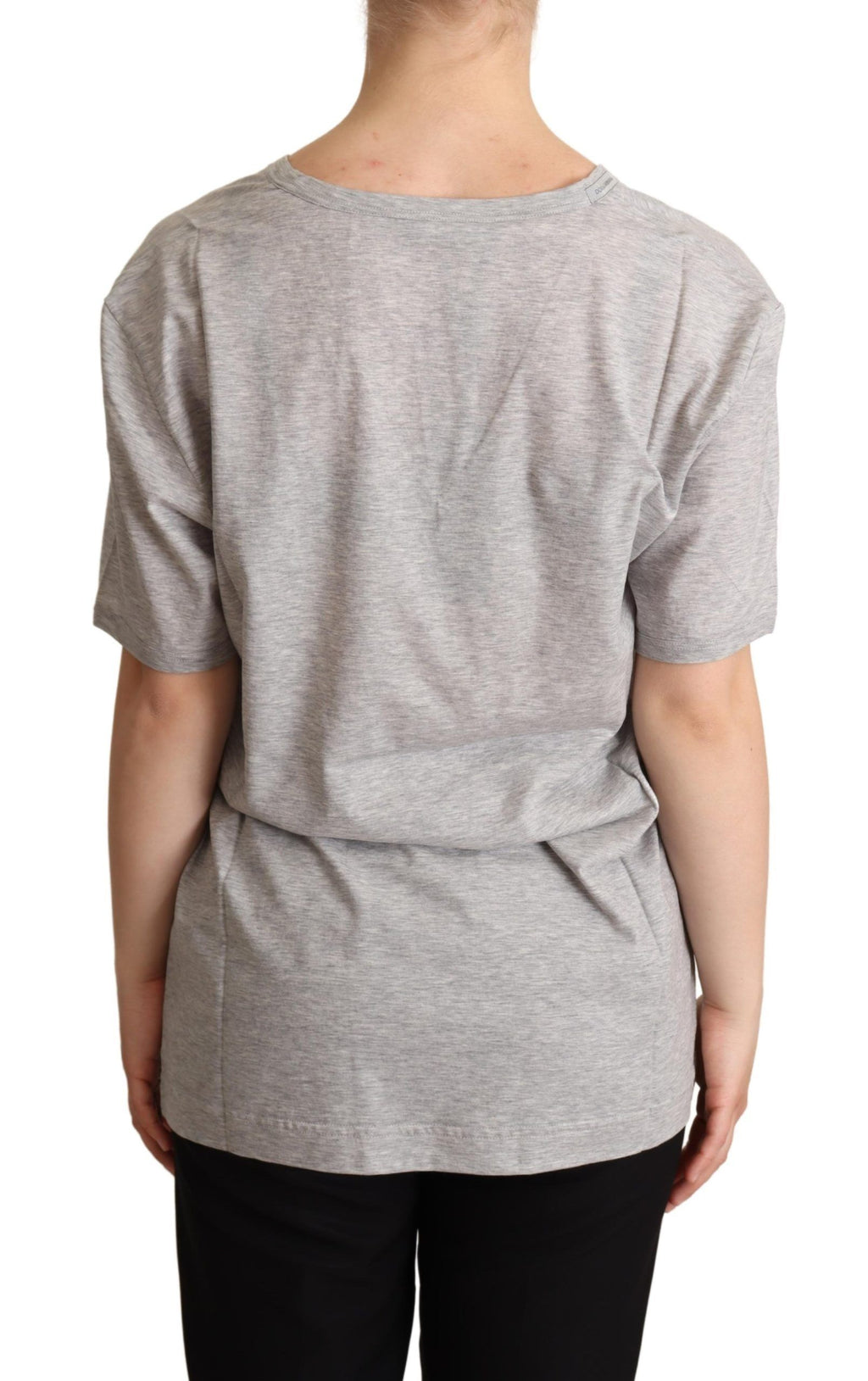 Camiseta Dolce &amp; Gabbana gris lisa 100 % algodón con cuello en V