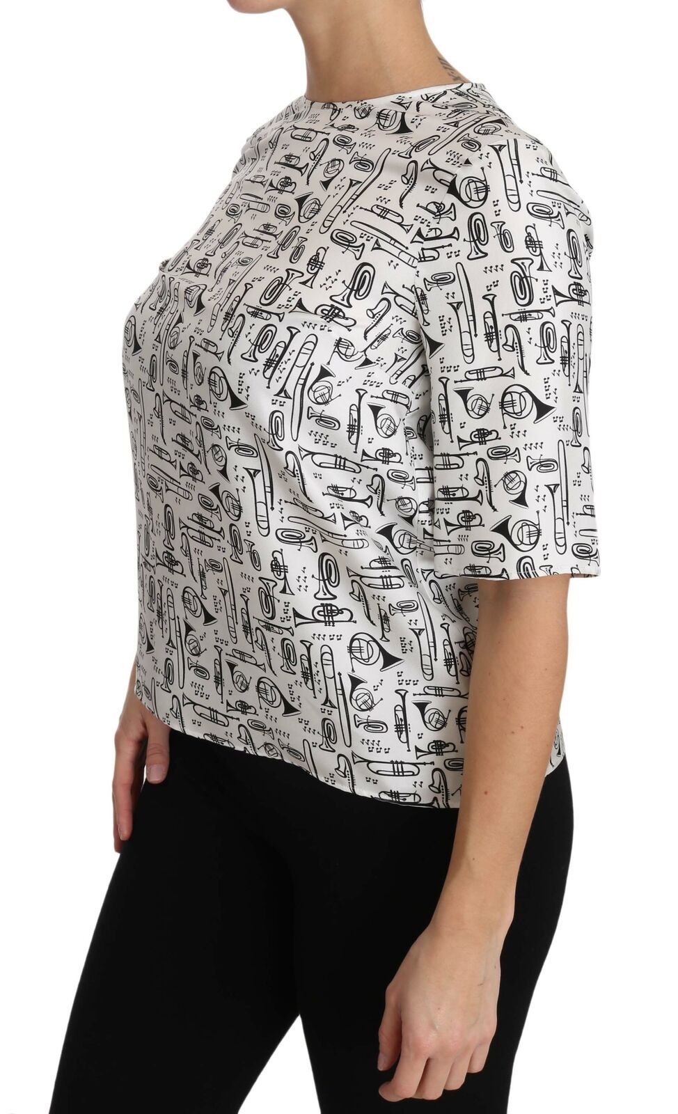 Blusa blanca con estampado de instrumentos musicales de Dolce &amp; Gabbana