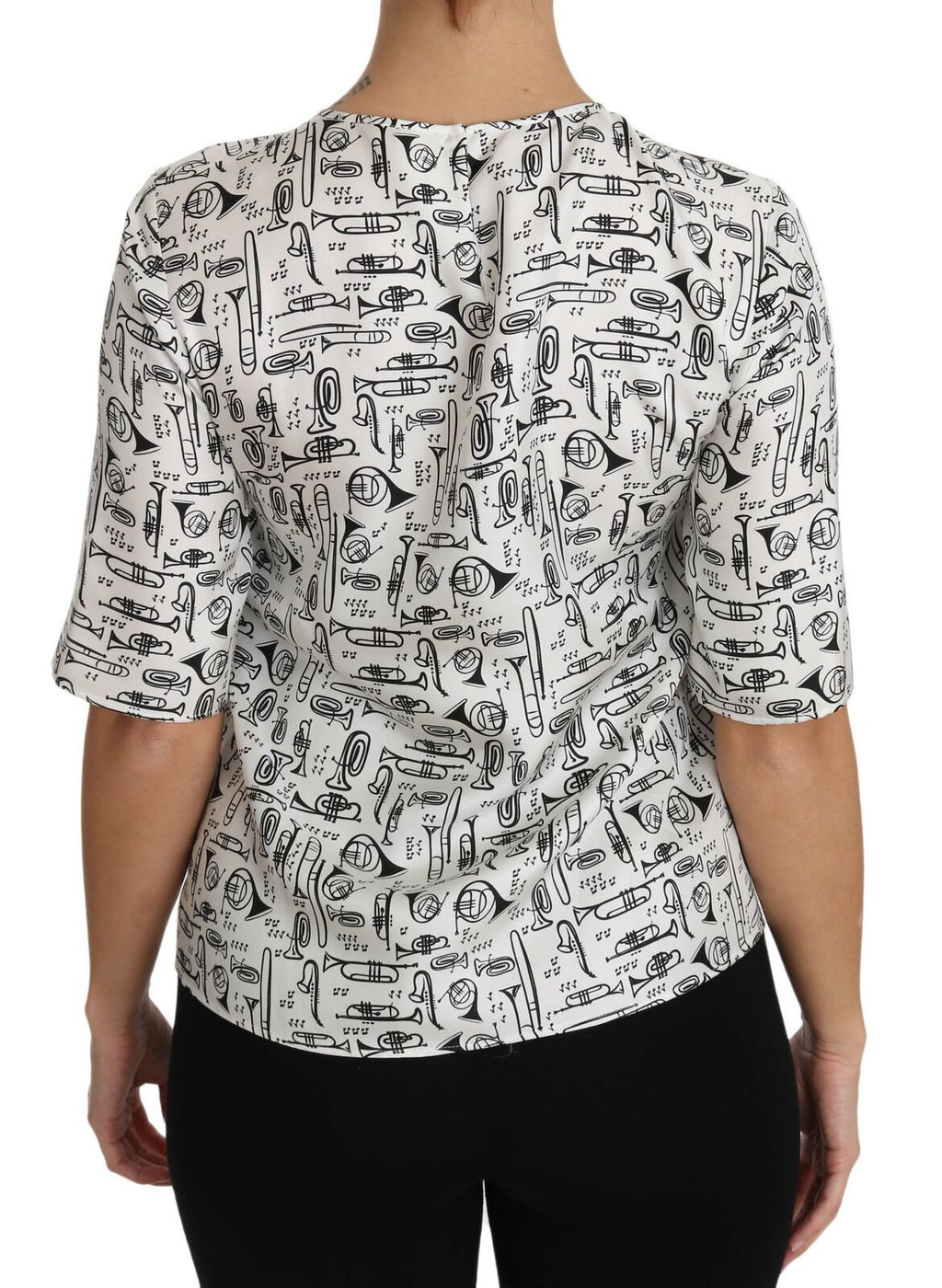 Blusa blanca con estampado de instrumentos musicales de Dolce &amp; Gabbana