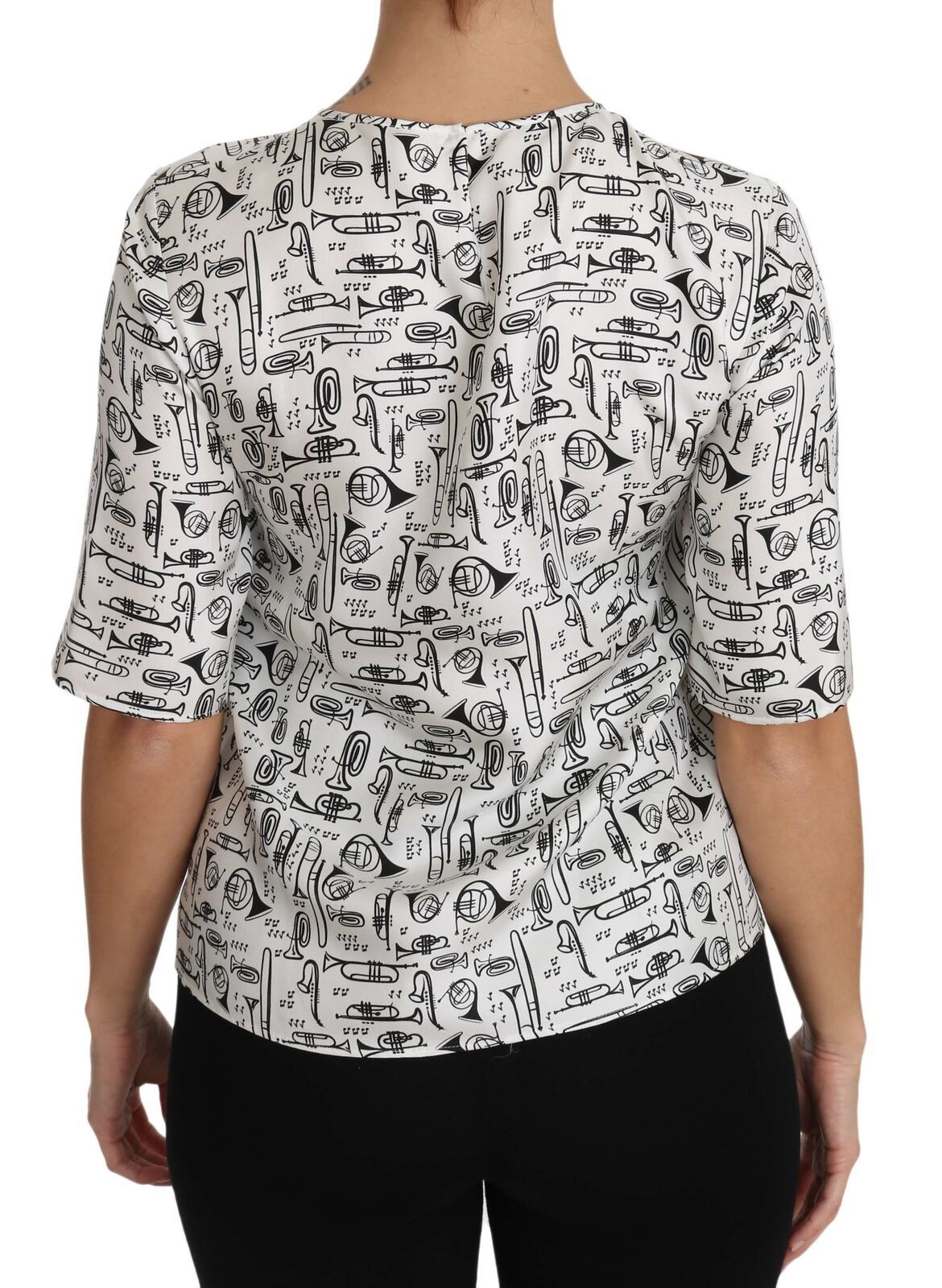 Blusa blanca con estampado de instrumentos musicales de Dolce &amp; Gabbana
