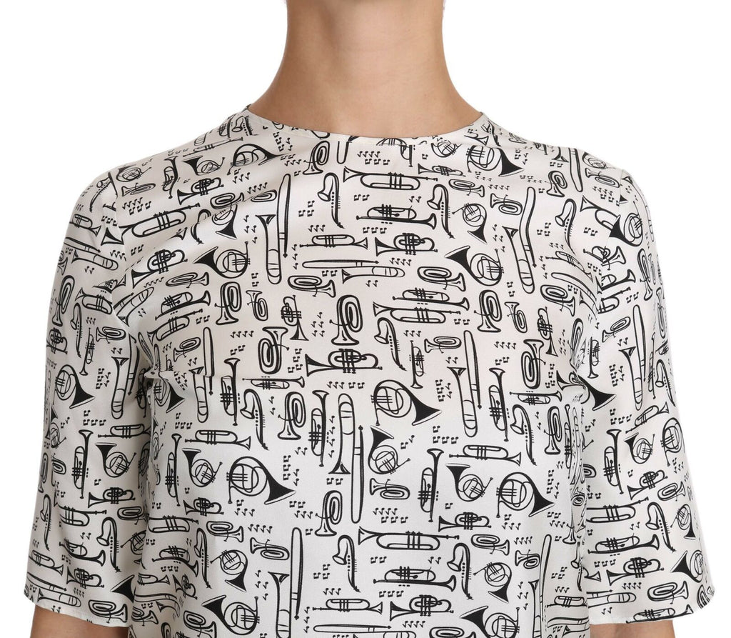 Blusa blanca con estampado de instrumentos musicales de Dolce &amp; Gabbana