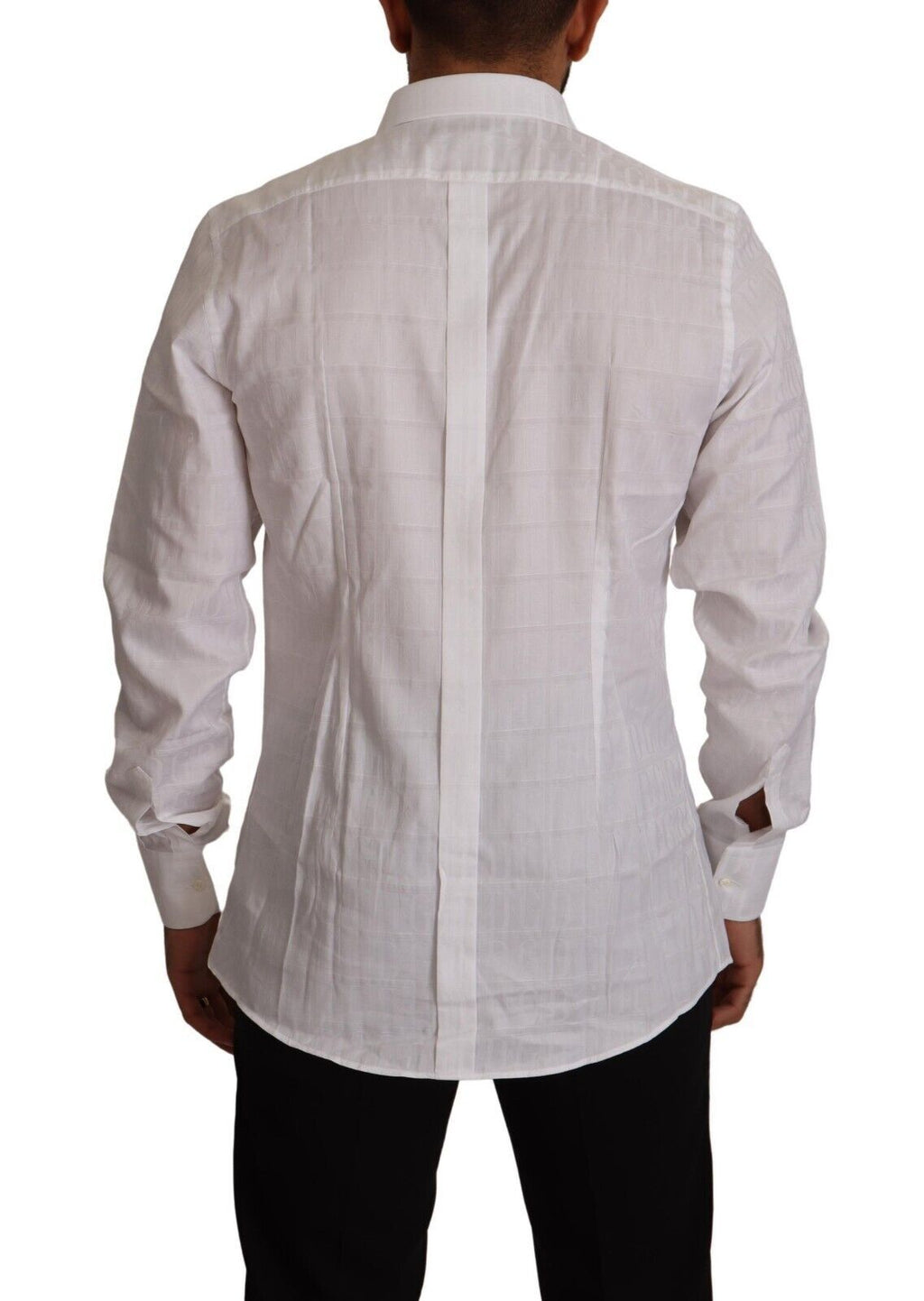 Camisa formal de vestir ajustada de algodón blanco dorado de Dolce &amp; Gabbana