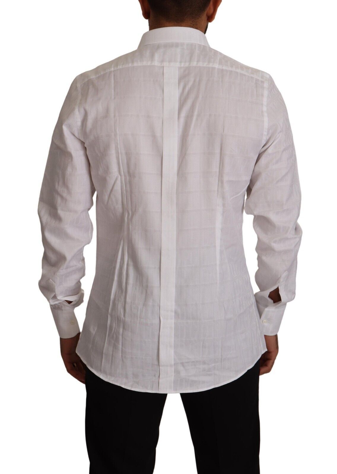 Camisa formal de vestir ajustada de algodón blanco dorado de Dolce &amp; Gabbana