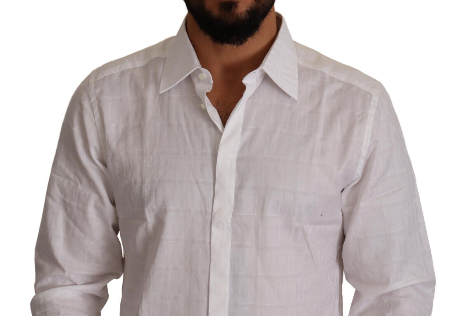 Camisa formal de vestir ajustada de algodón blanco dorado de Dolce &amp; Gabbana