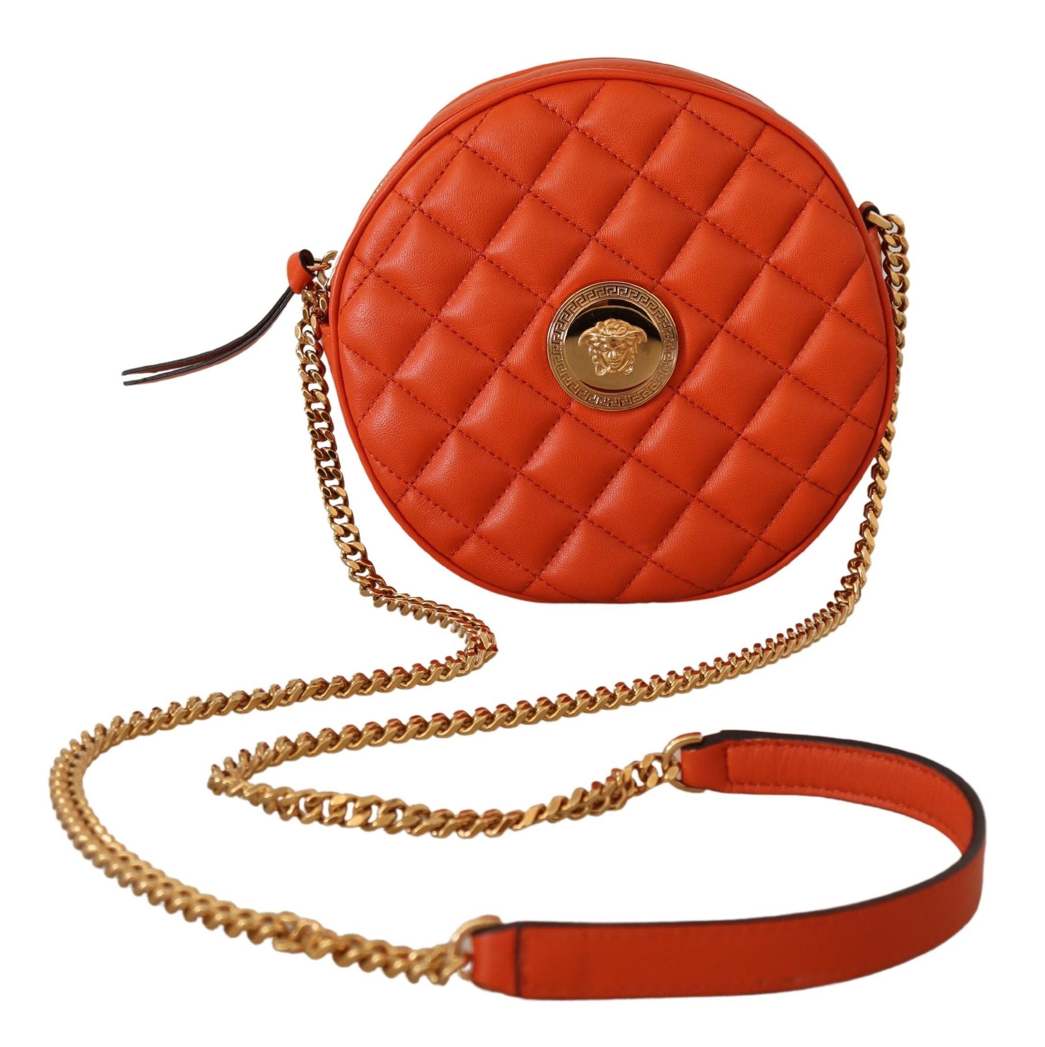 Bolso bandolera elegante redondo de piel napa de Versace