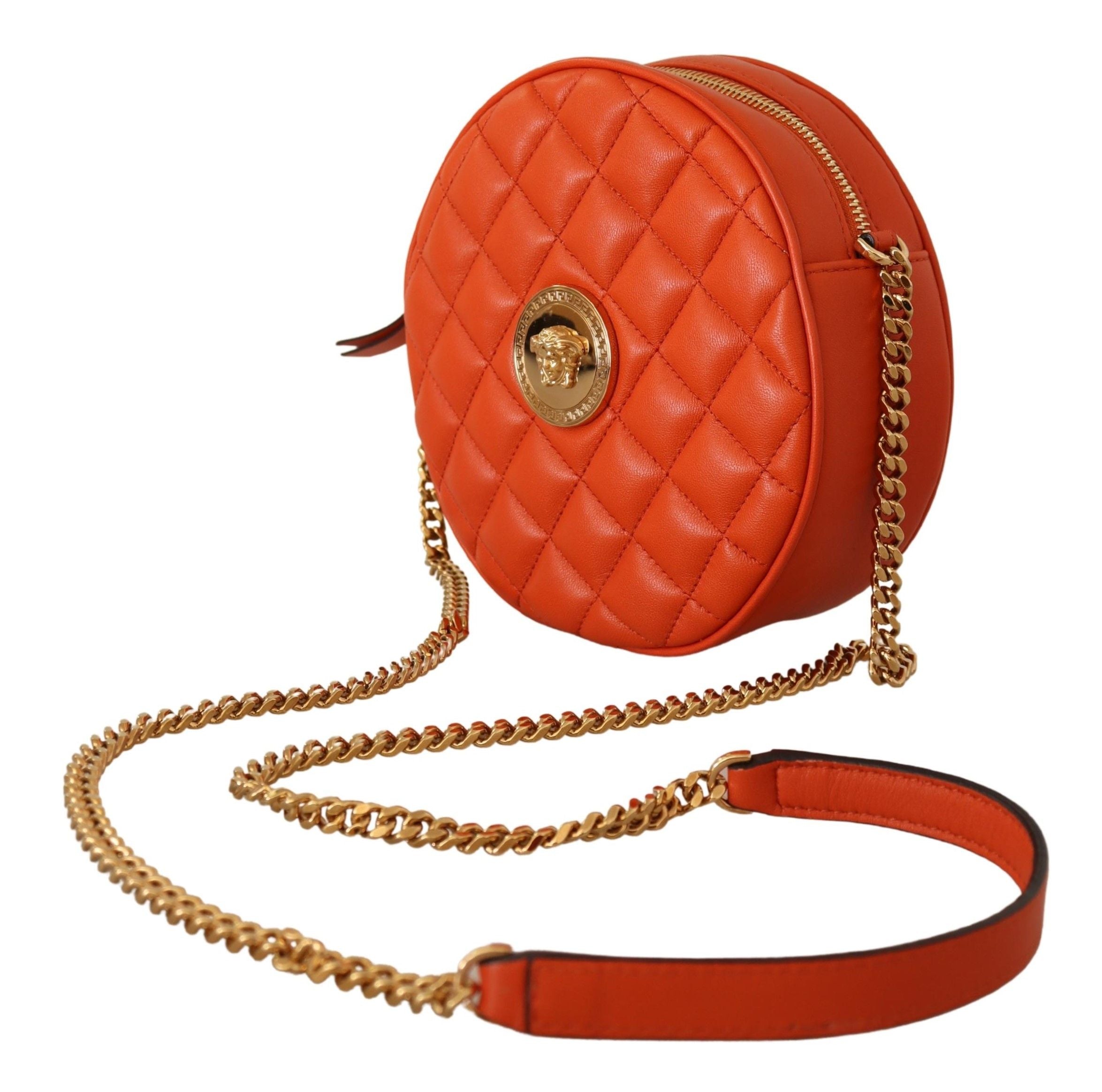 Bolso bandolera elegante redondo de piel napa de Versace