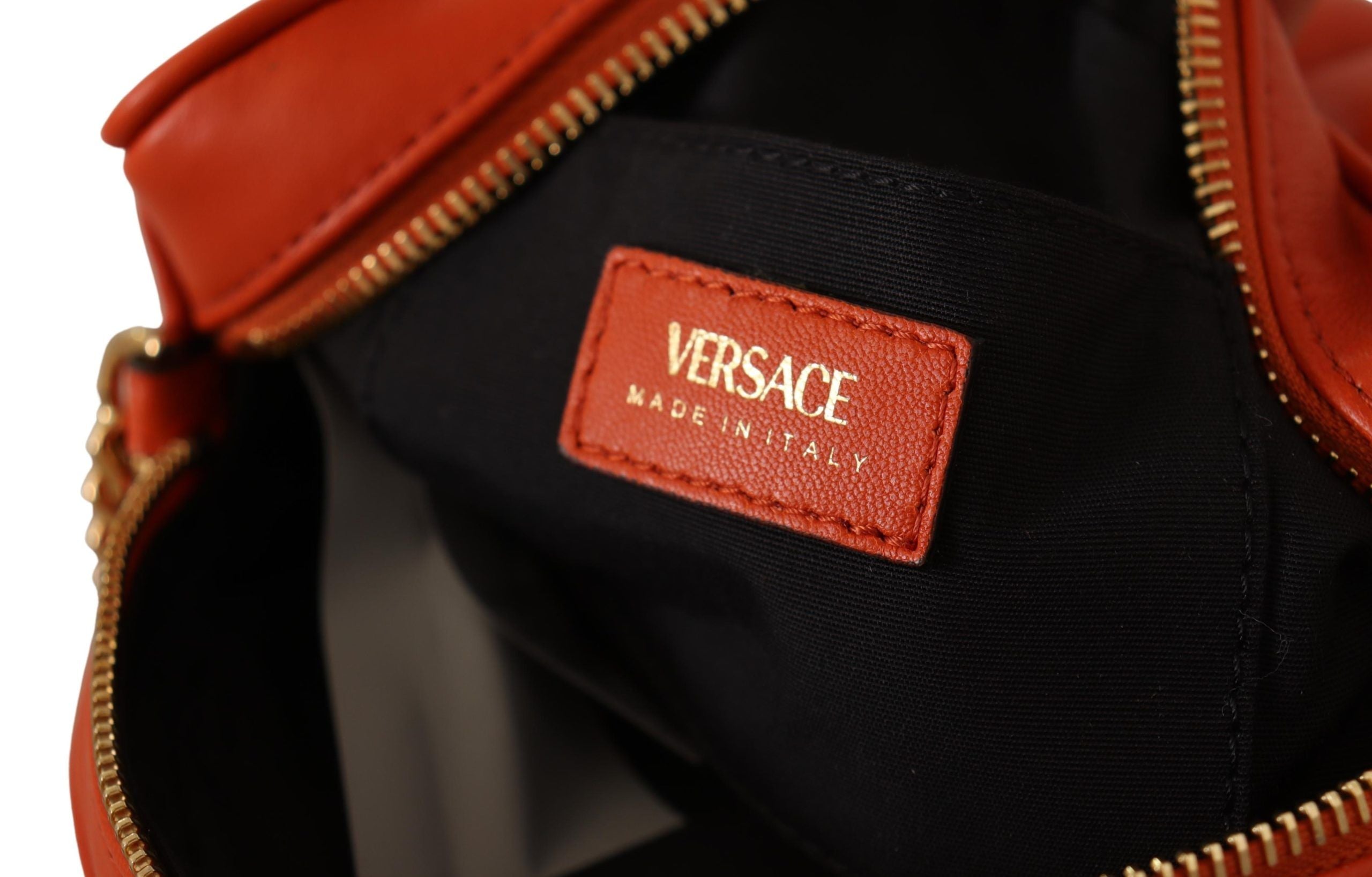 Bolso bandolera elegante redondo de piel napa de Versace