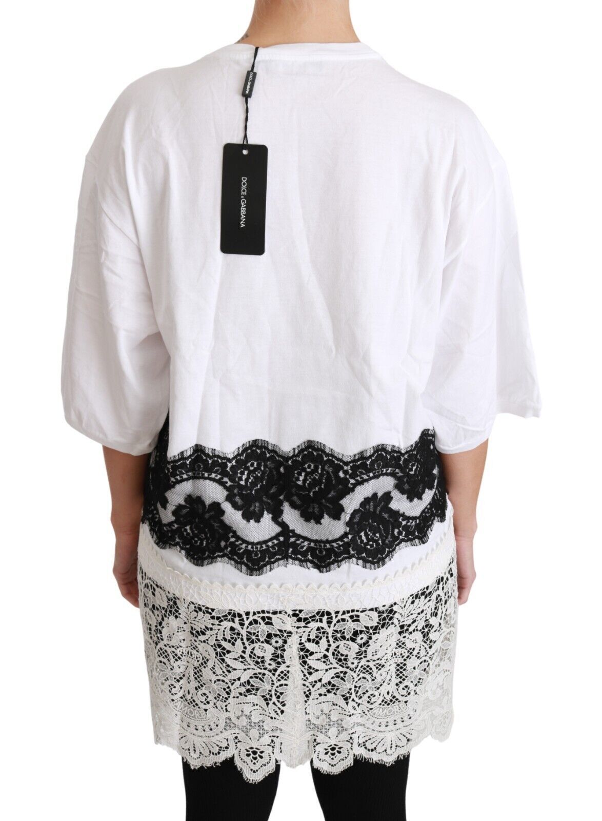 Camiseta de encaje de algodón Dolce &amp; Gabbana Fashion Sinner en blanco