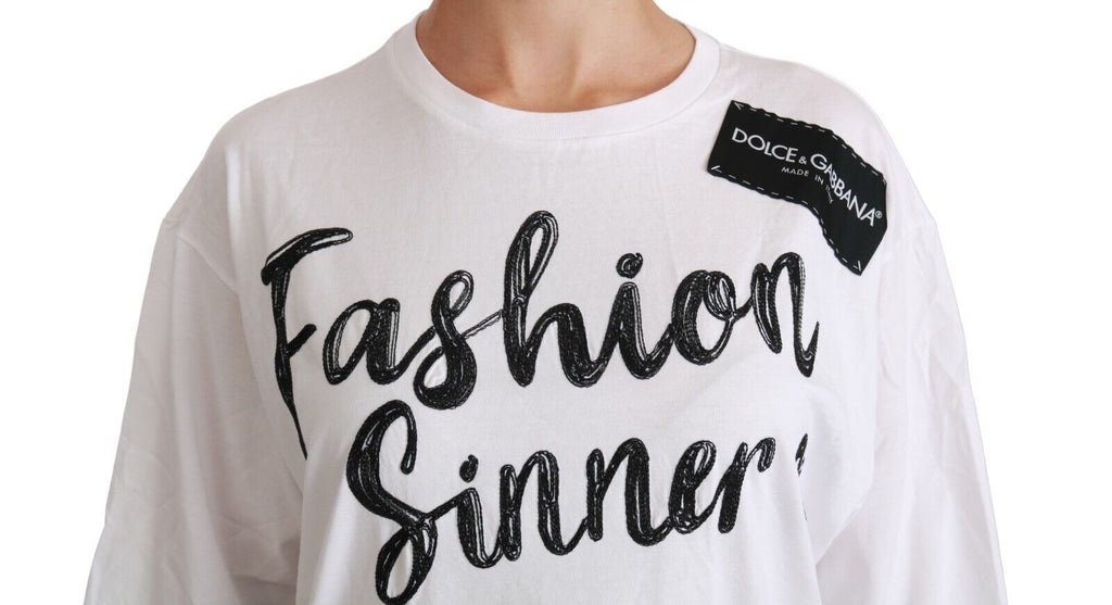Camiseta de encaje de algodón Dolce &amp; Gabbana Fashion Sinner en blanco