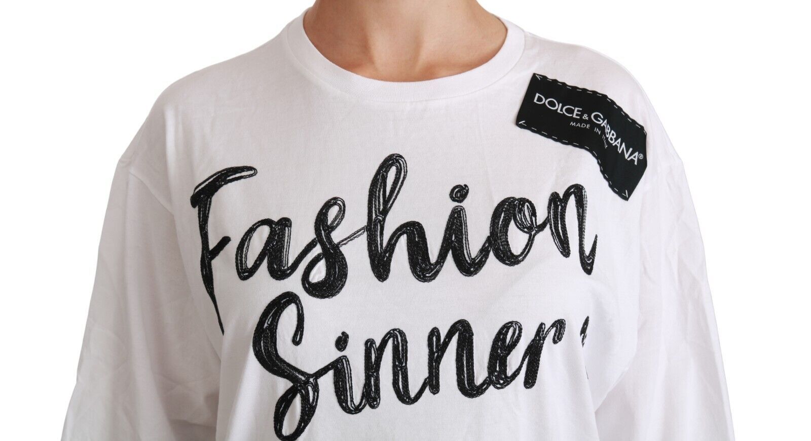 Camiseta de encaje de algodón Dolce &amp; Gabbana Fashion Sinner en blanco