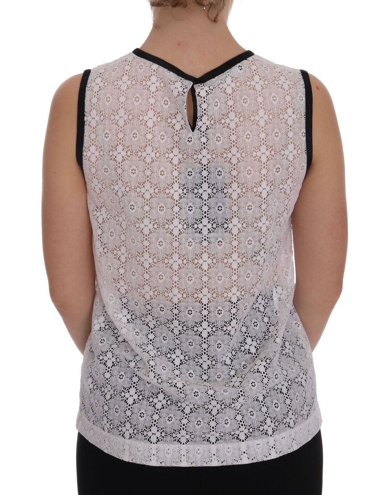 Camiseta de tirantes de nailon con encaje floral blanco de Dolce &amp; Gabbana