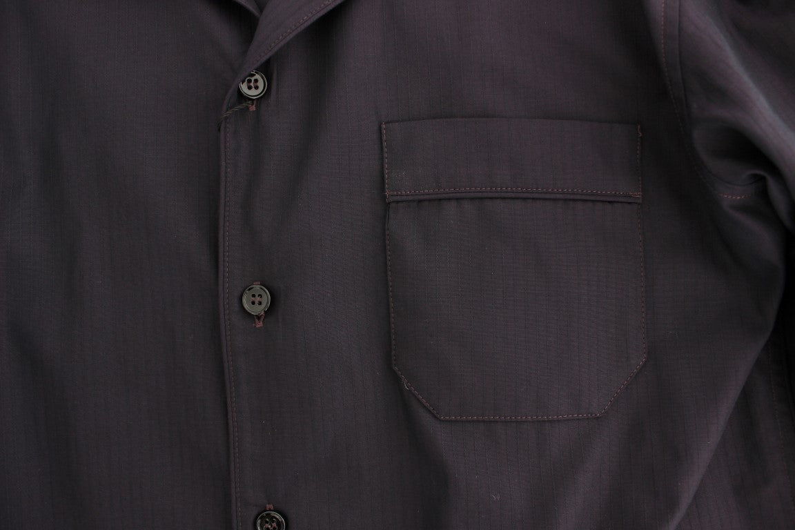 Camisa de pijama de algodón a rayas moradas de Dolce &amp; Gabbana