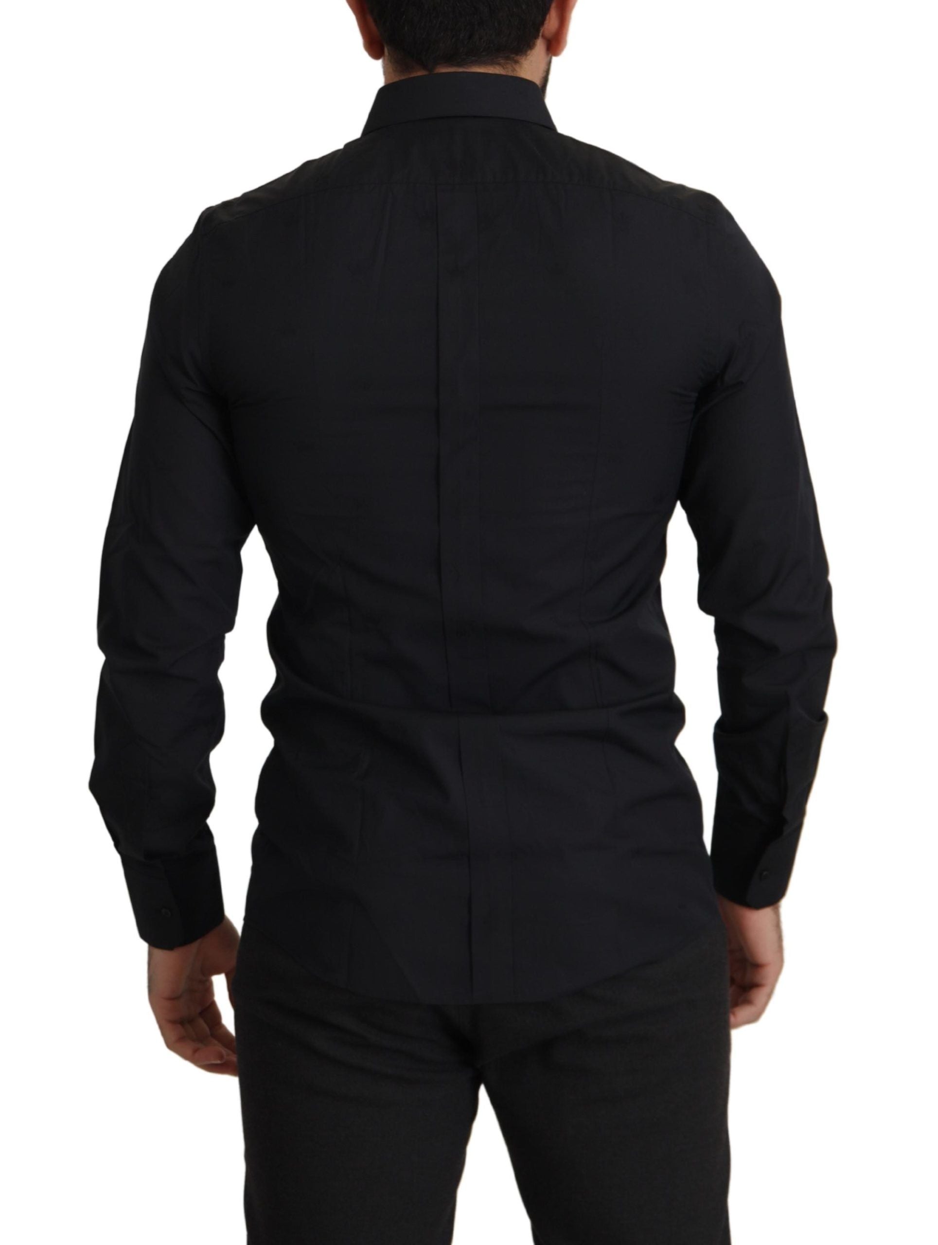 Camisa de vestir Dolce &amp; Gabbana de algodón negro GOLD Slim Fit
