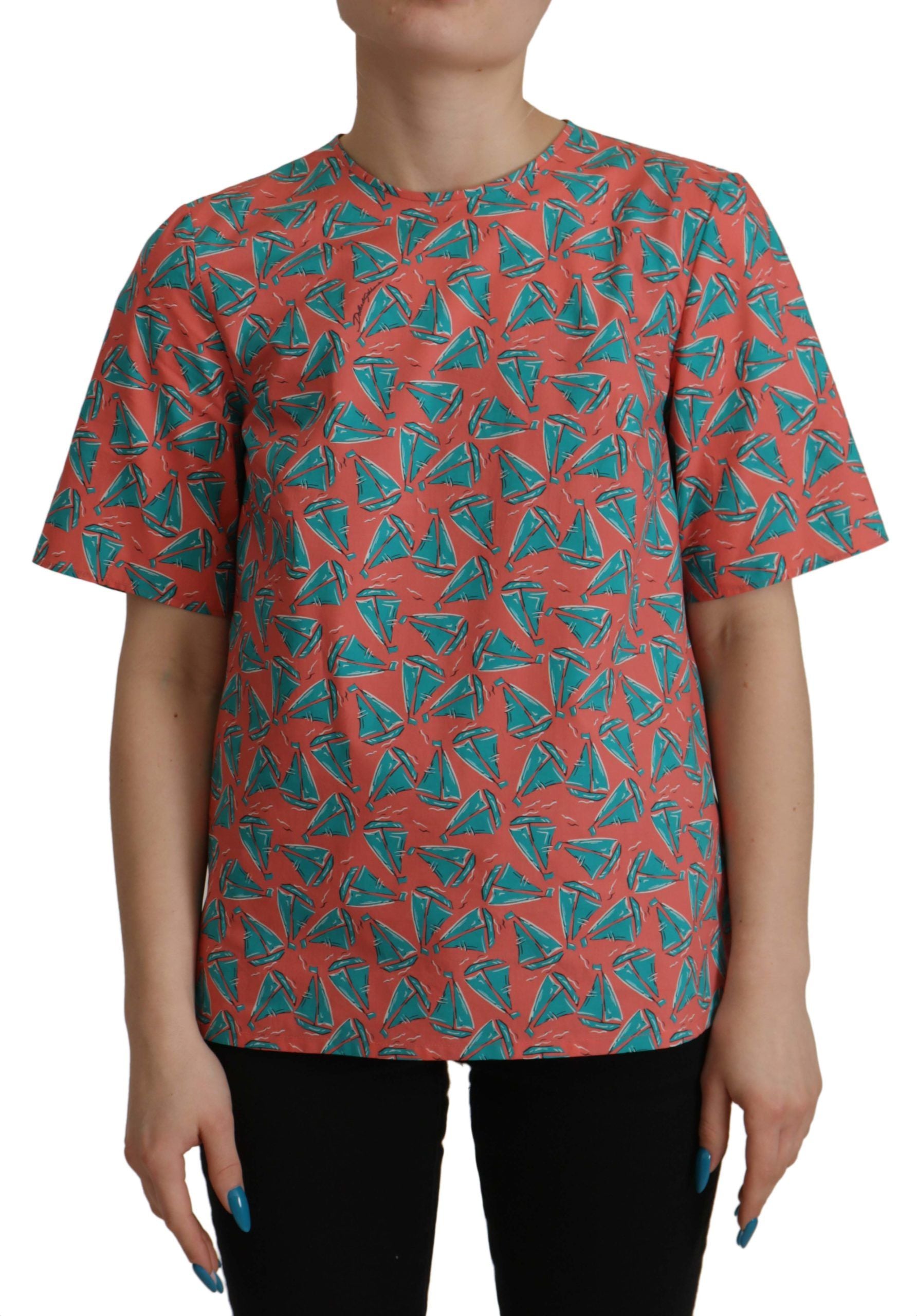 Camiseta de algodón con estampado de velero rosa de Dolce &amp; Gabbana