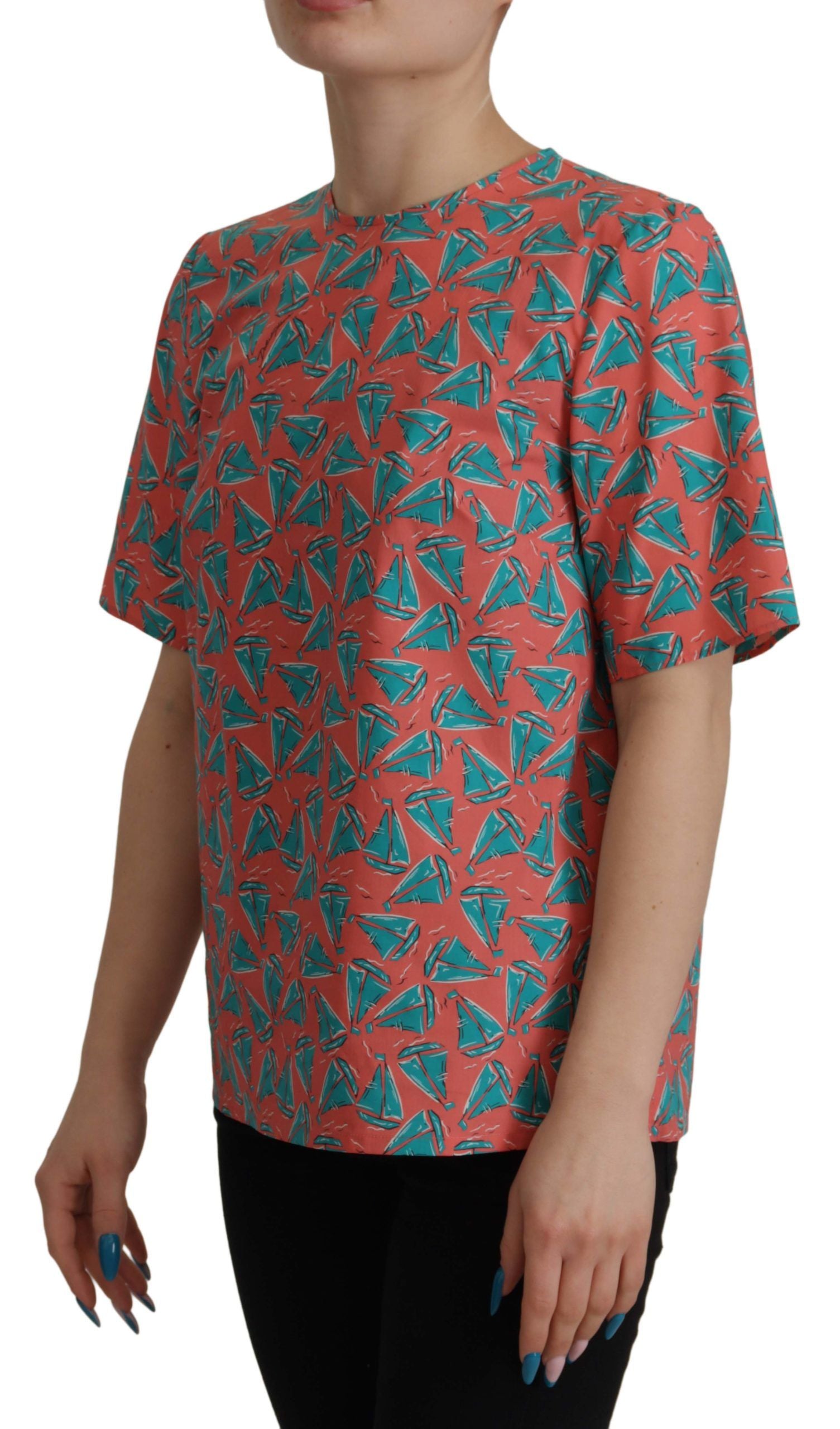 Camiseta de algodón con estampado de velero rosa de Dolce &amp; Gabbana