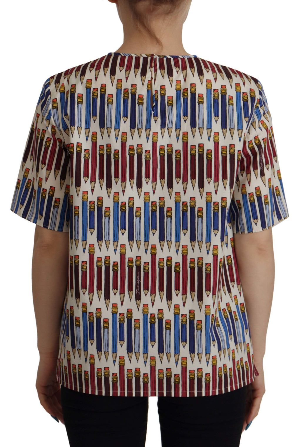 Blusa de algodón con estampado de lápiz blanco de Dolce &amp; Gabbana